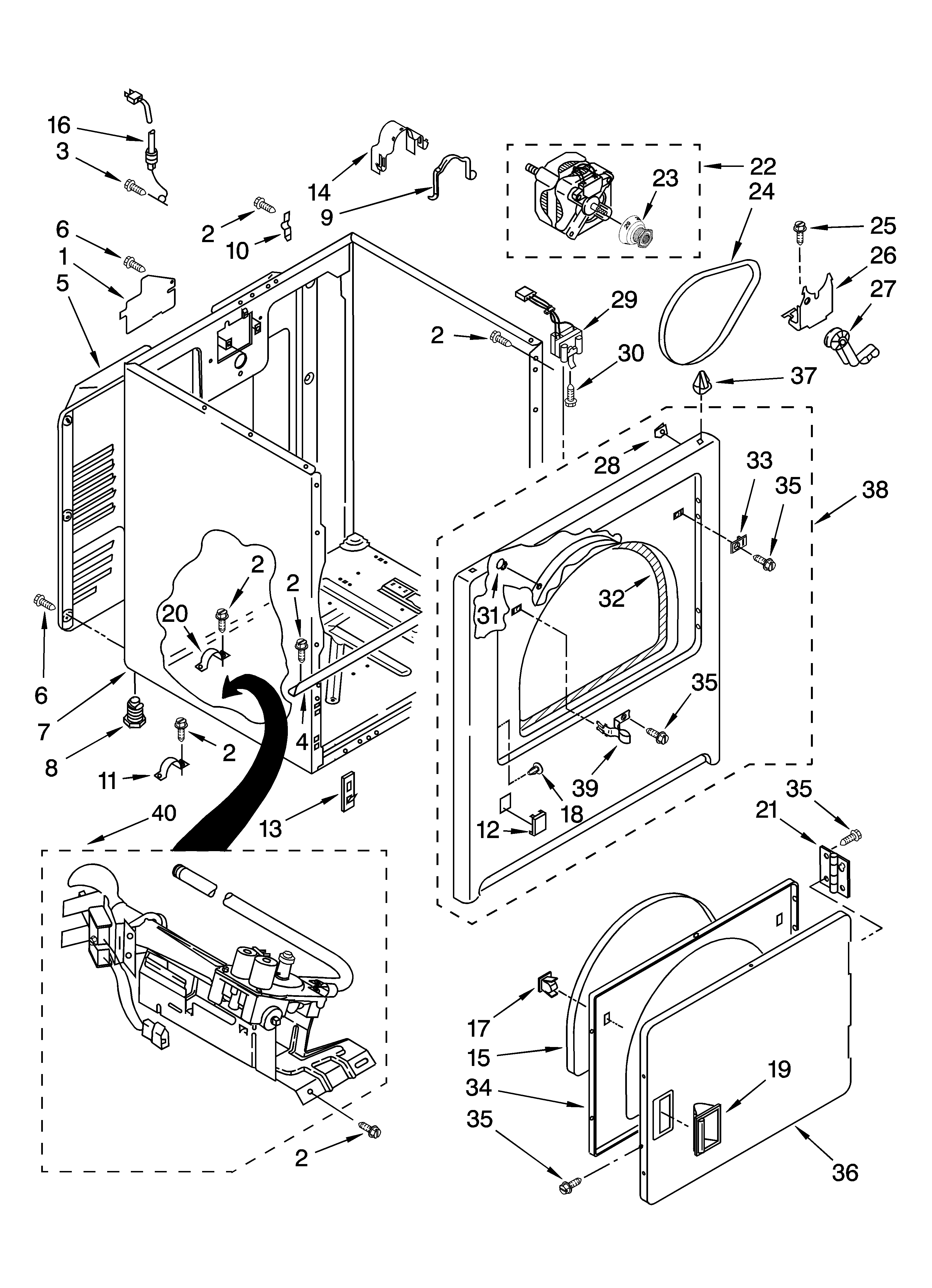 Kenmore 11079522800 cabinet parts diagram