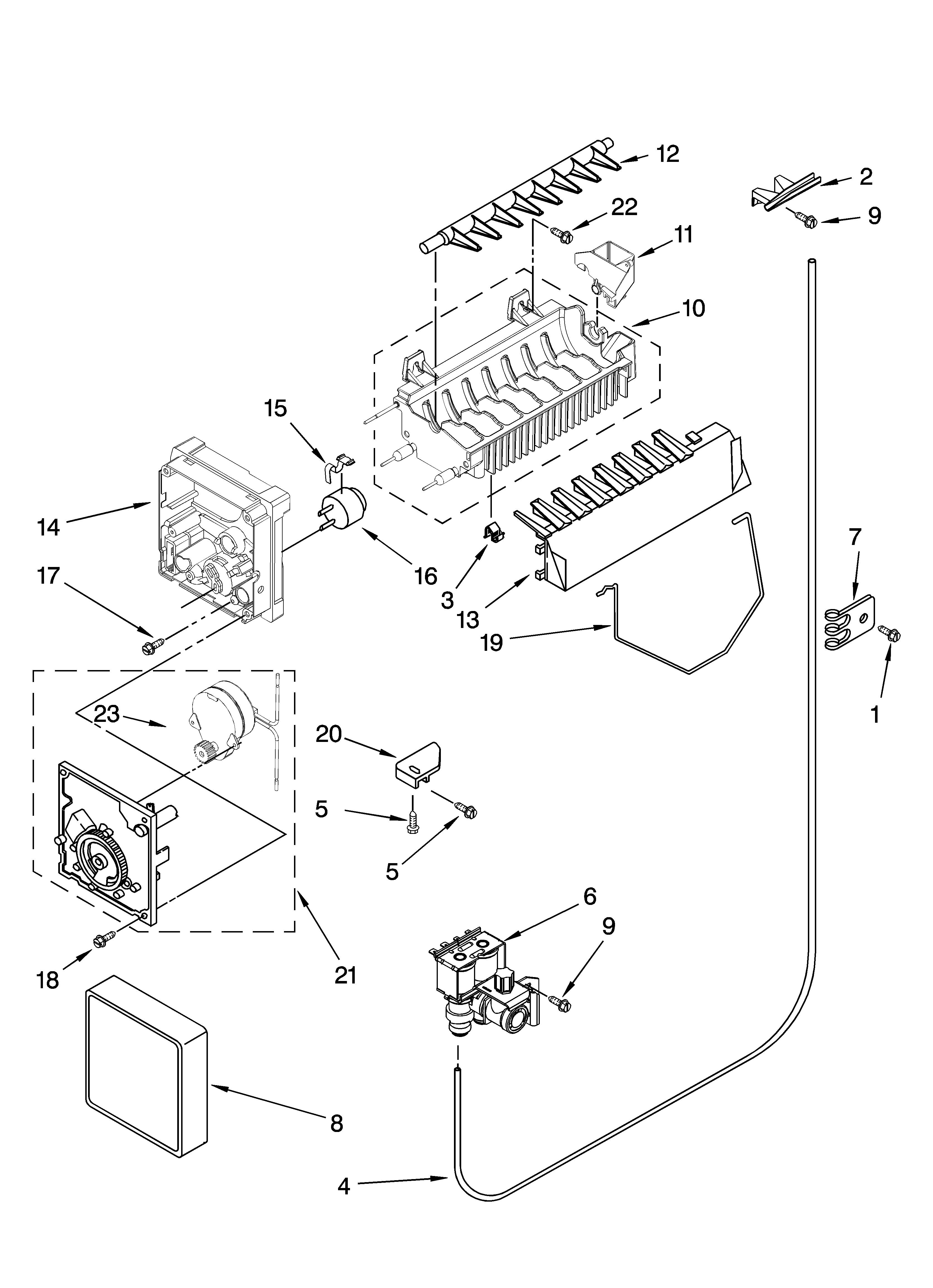 Kenmore 10658279800 icemaker parts, optional parts (not included) diagram