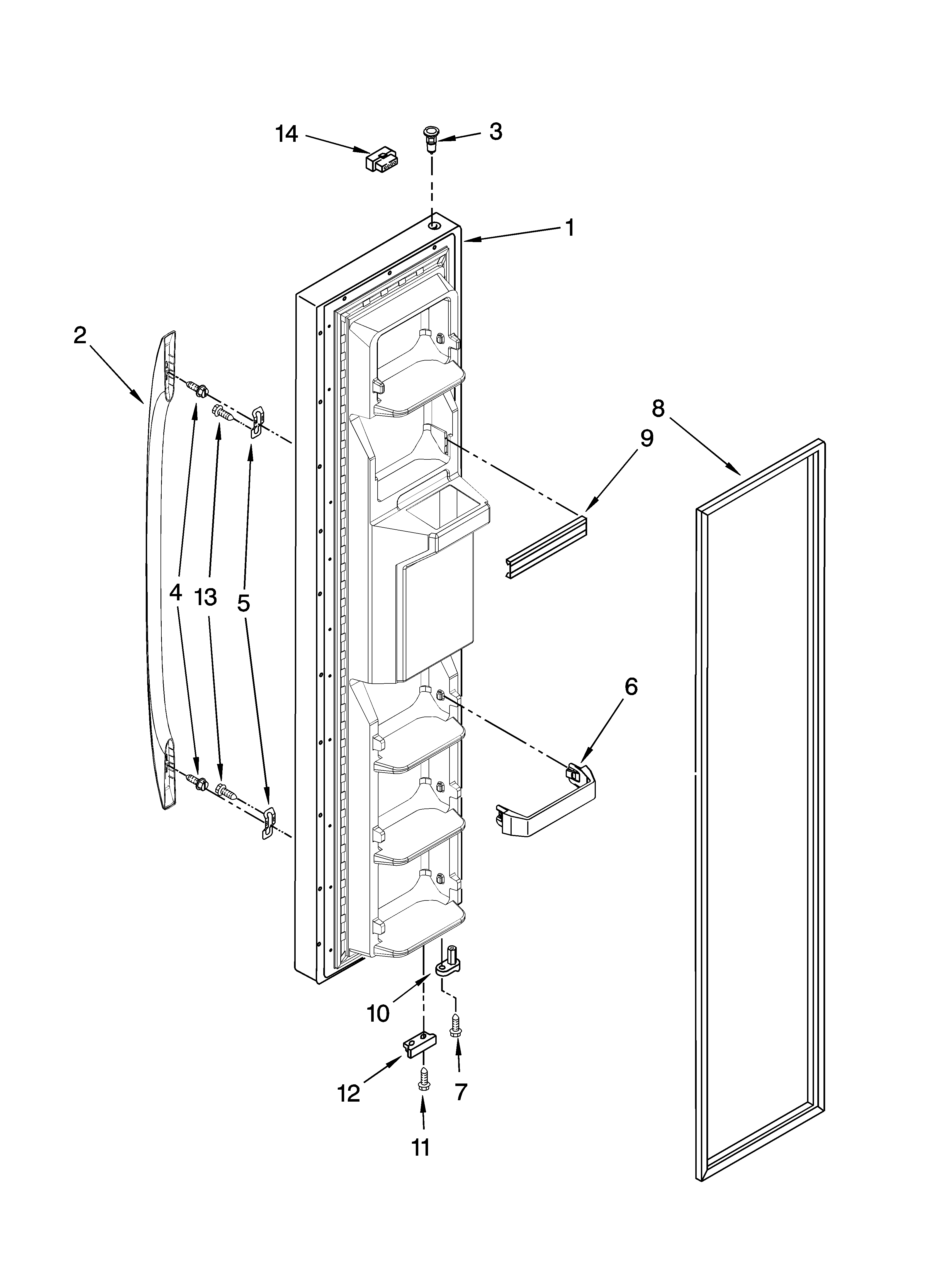 Kenmore 10658323800 freezer door parts diagram