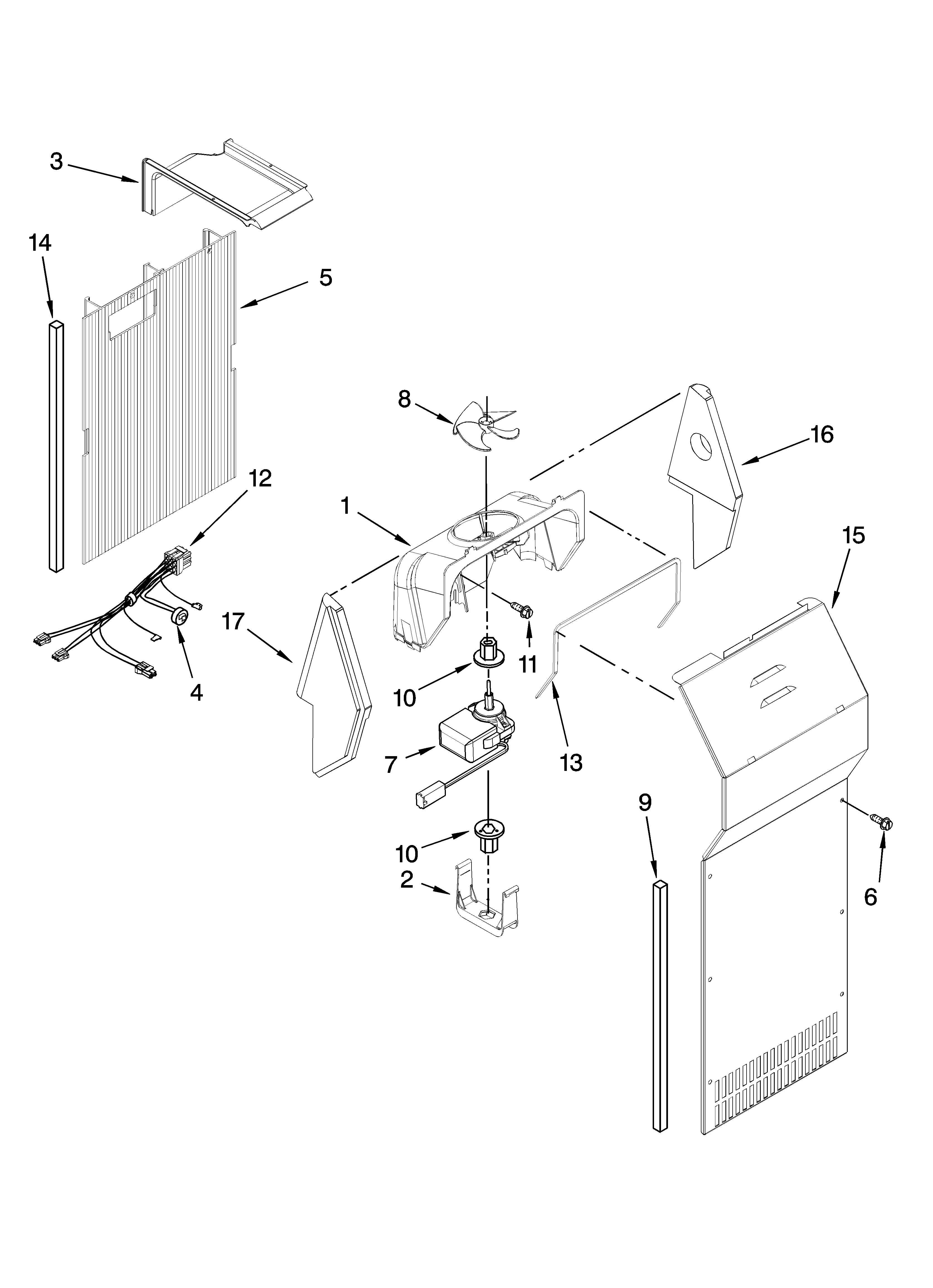 Kenmore 10658323800 air flow parts diagram