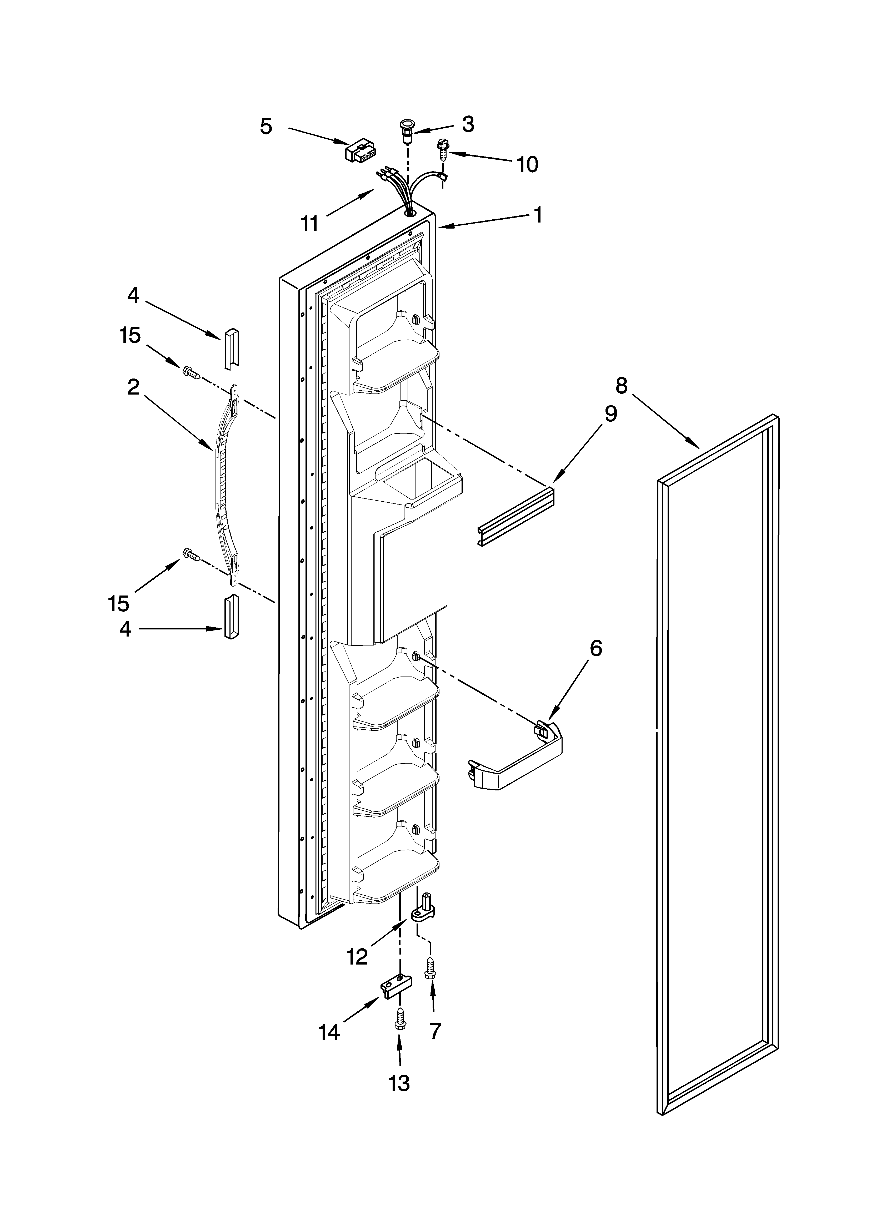 Kenmore 10659912701 freezer door parts diagram