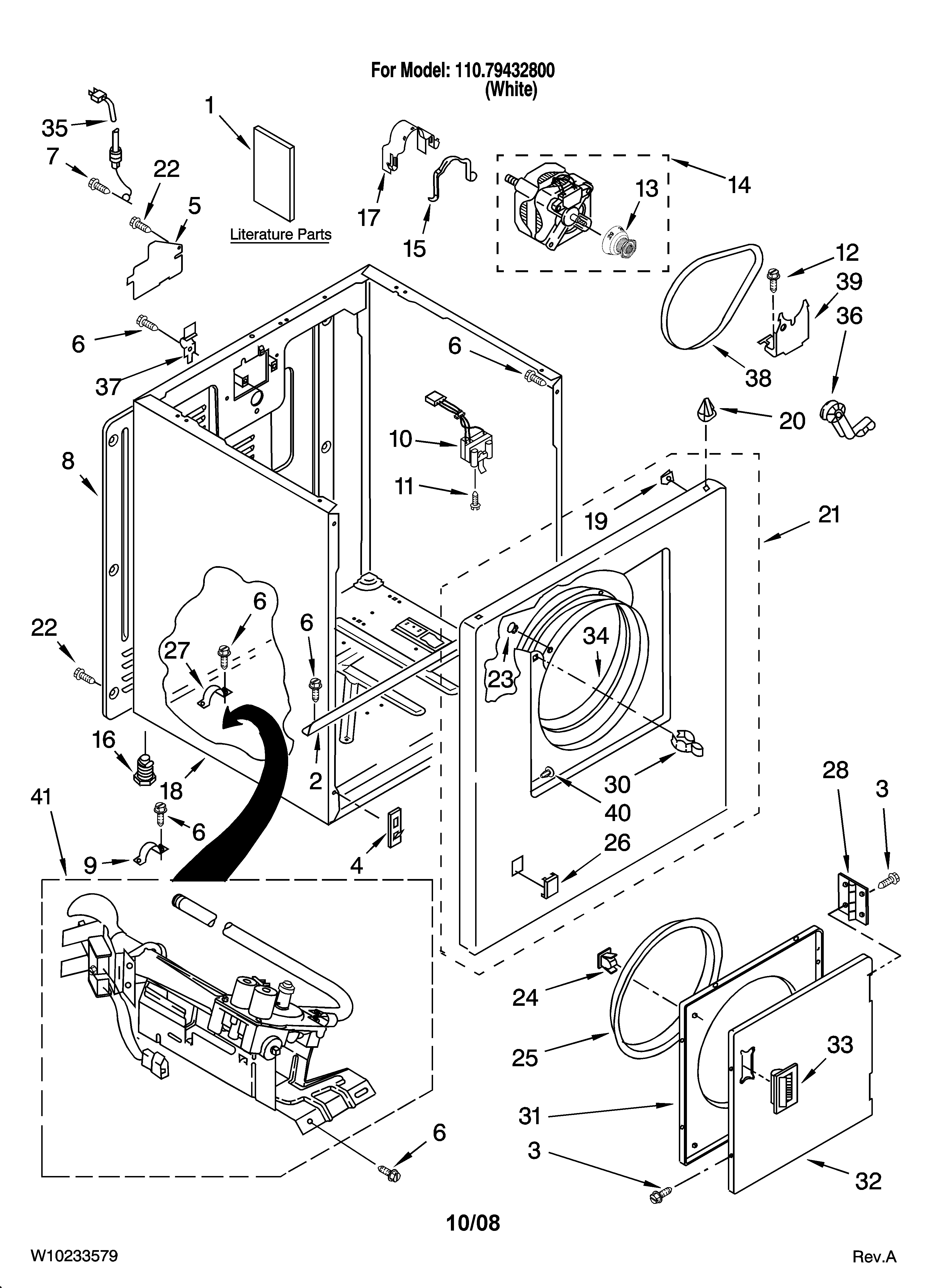 Kenmore 11079432800 cabinet parts diagram