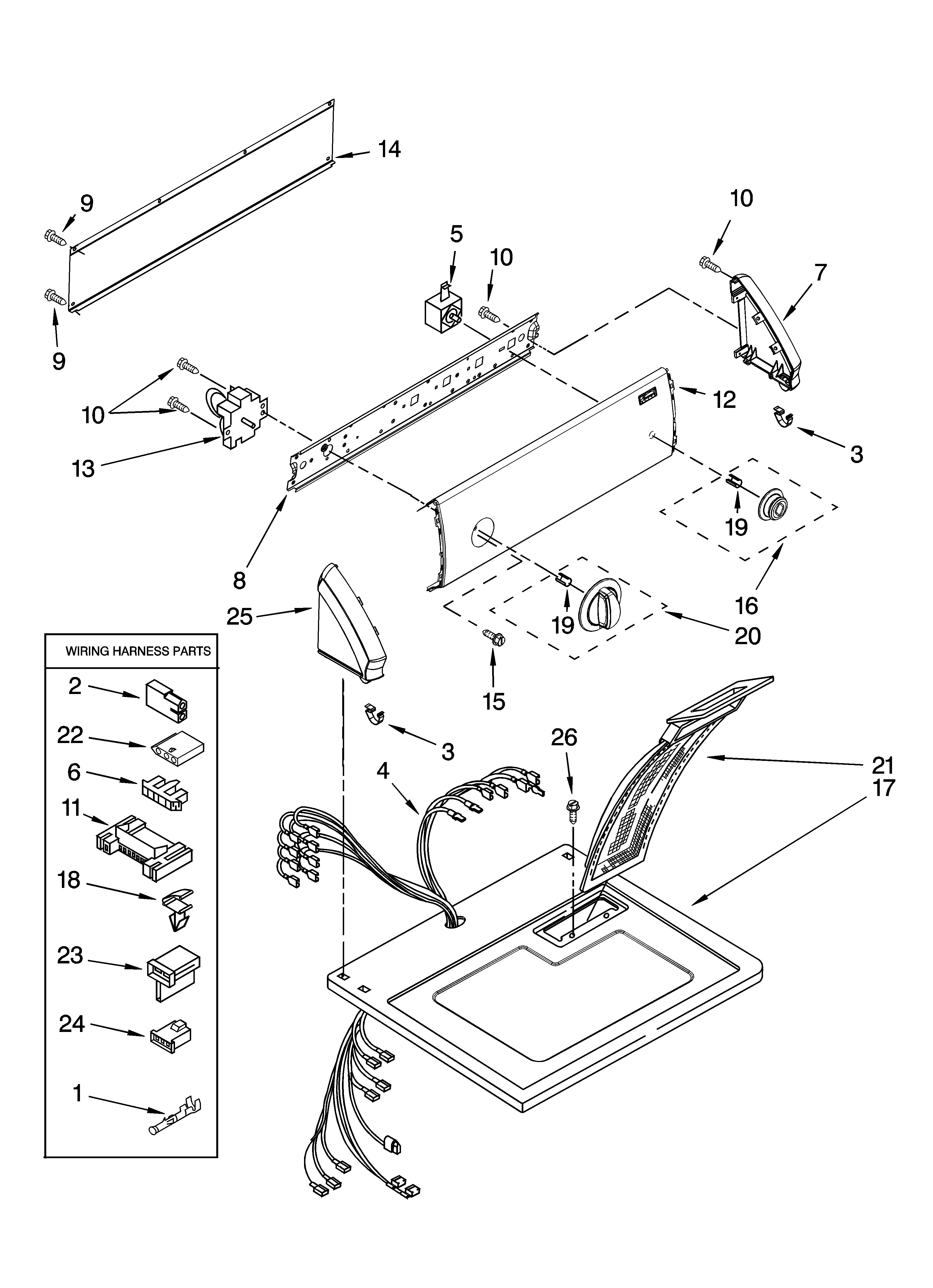 Kenmore 11079432800 top and console parts diagram