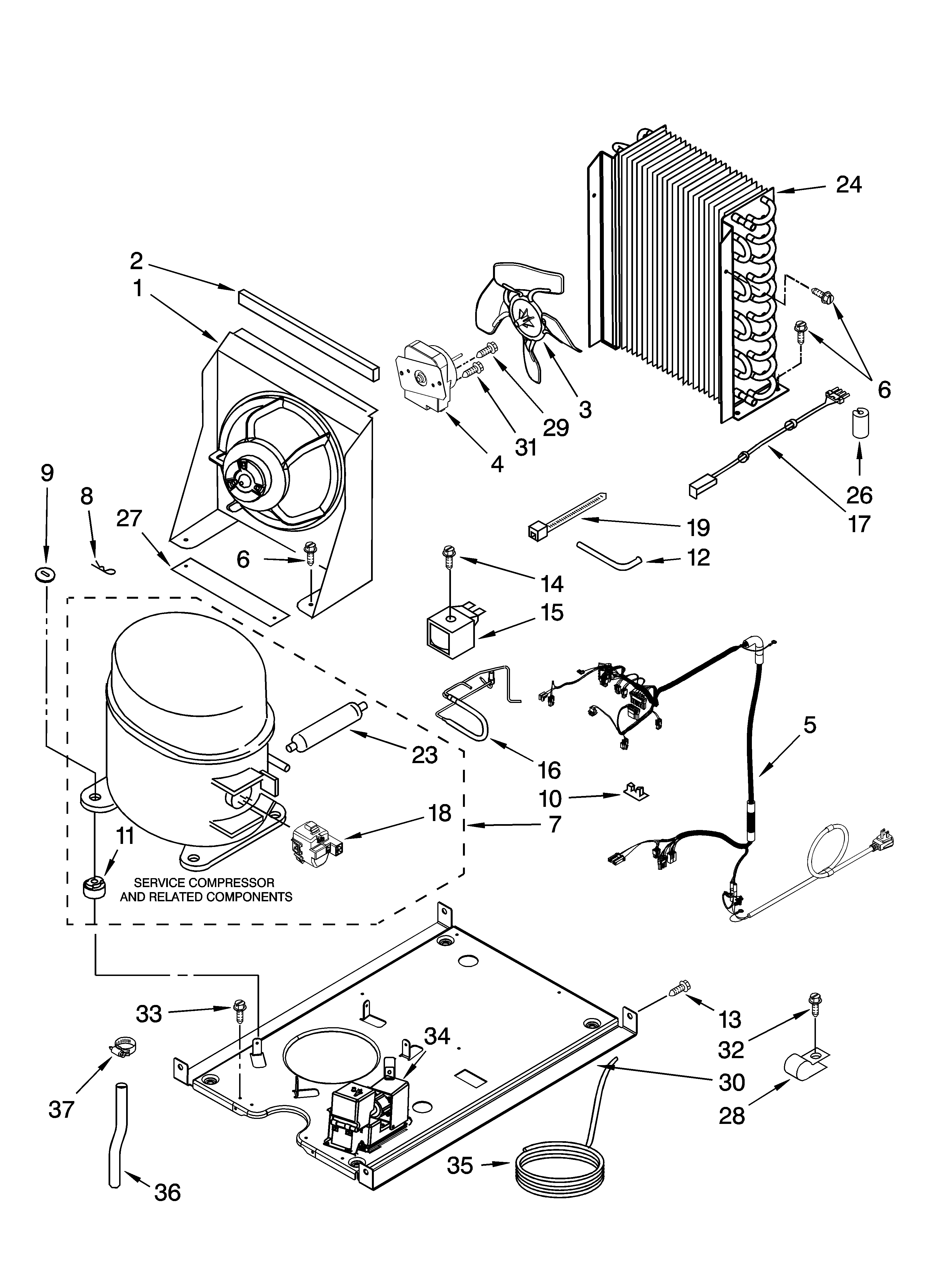Kenmore 10689583702 unit parts, optional parts (not included) diagram
