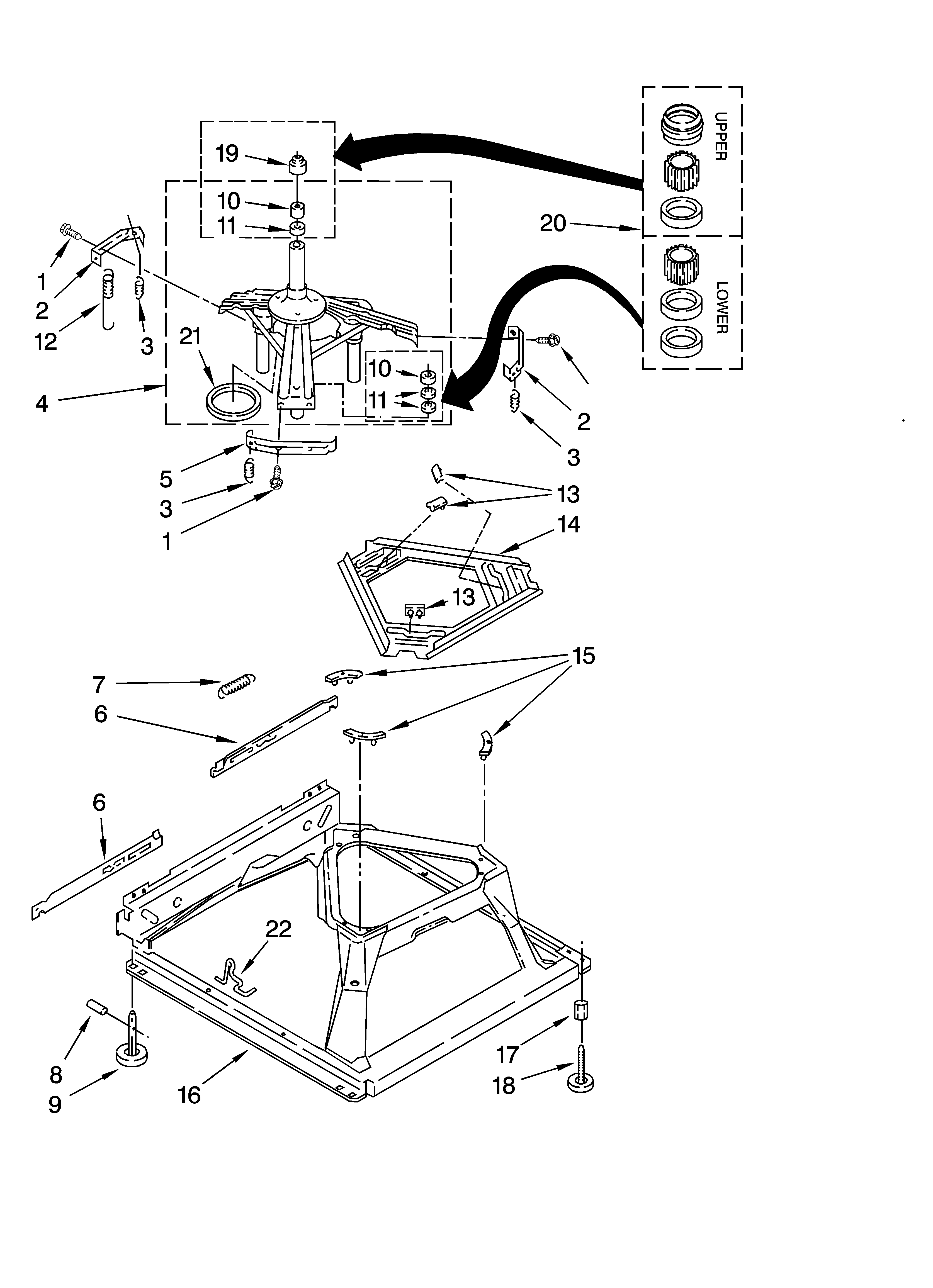 Kenmore 11028222701 machine base parts diagram