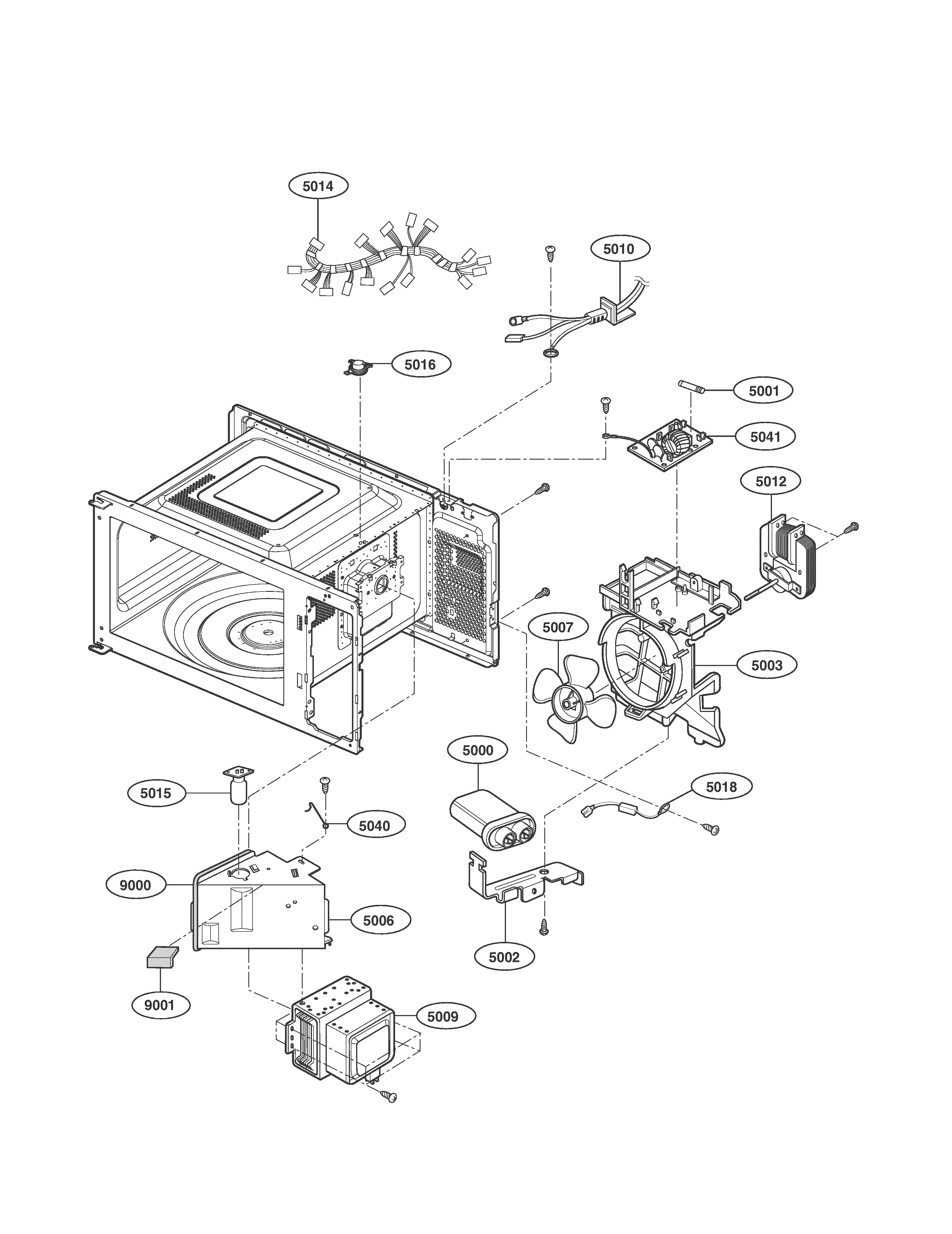 Kenmore 72166993800 interior parts diagram