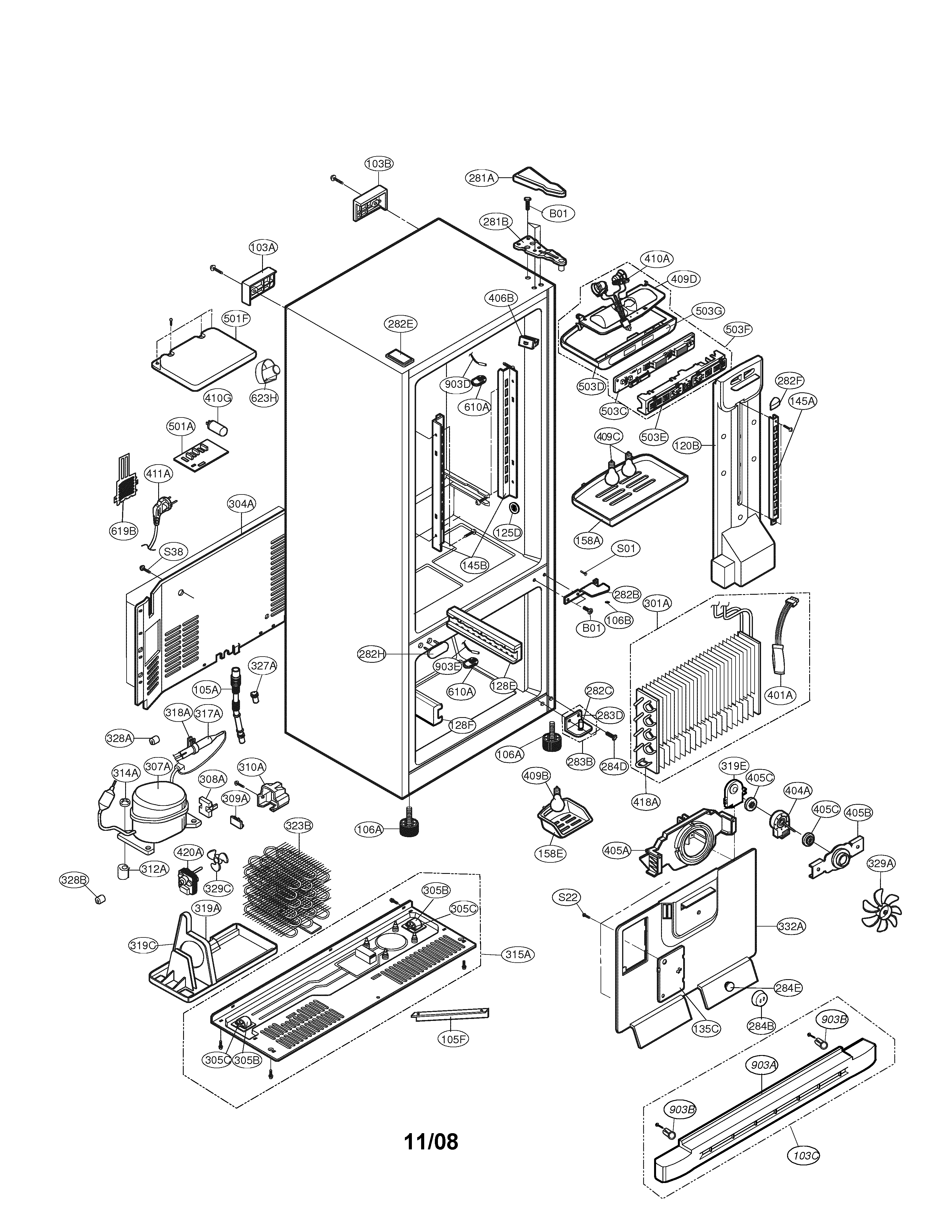 Kenmore 79565004402 case parts diagram