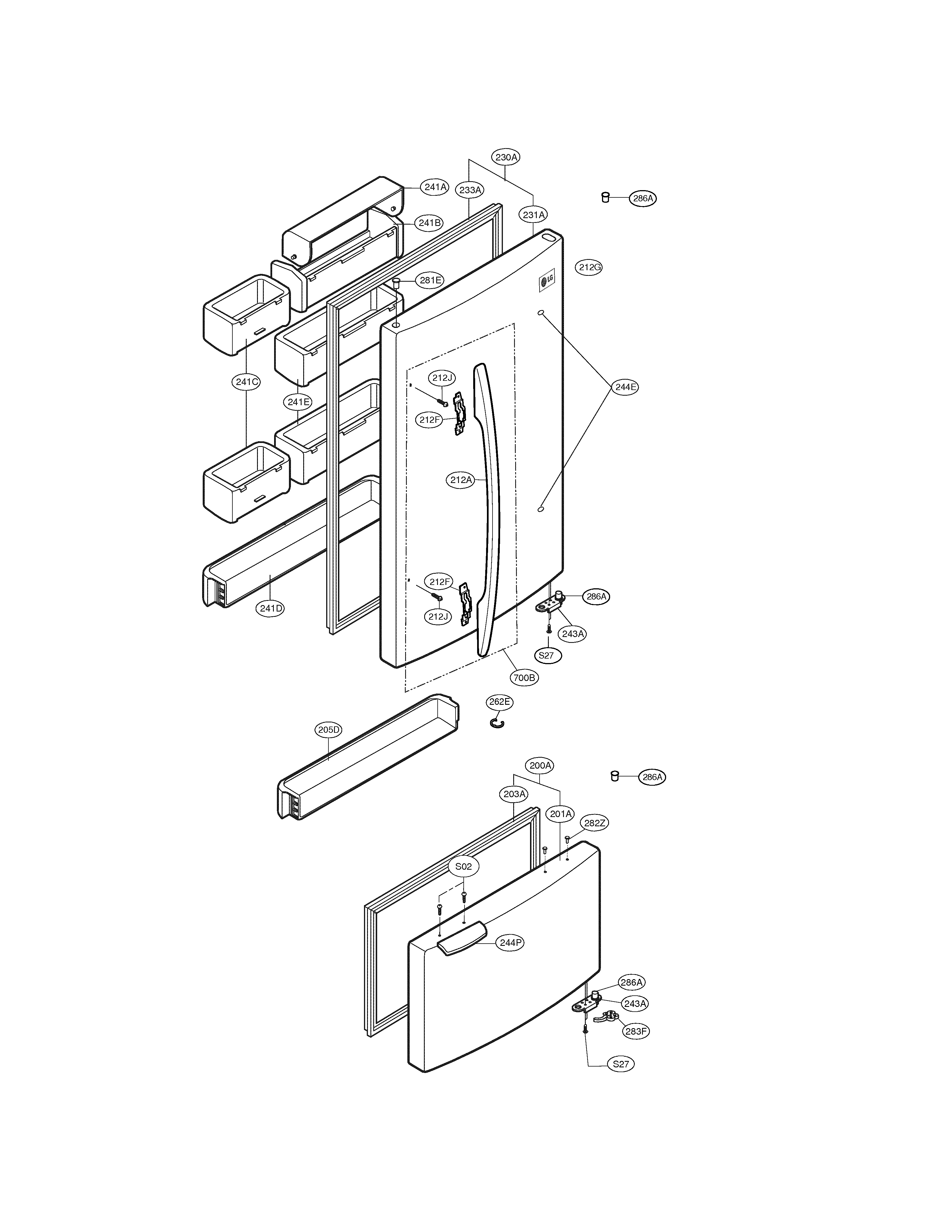 Kenmore 79565004402 doors diagram