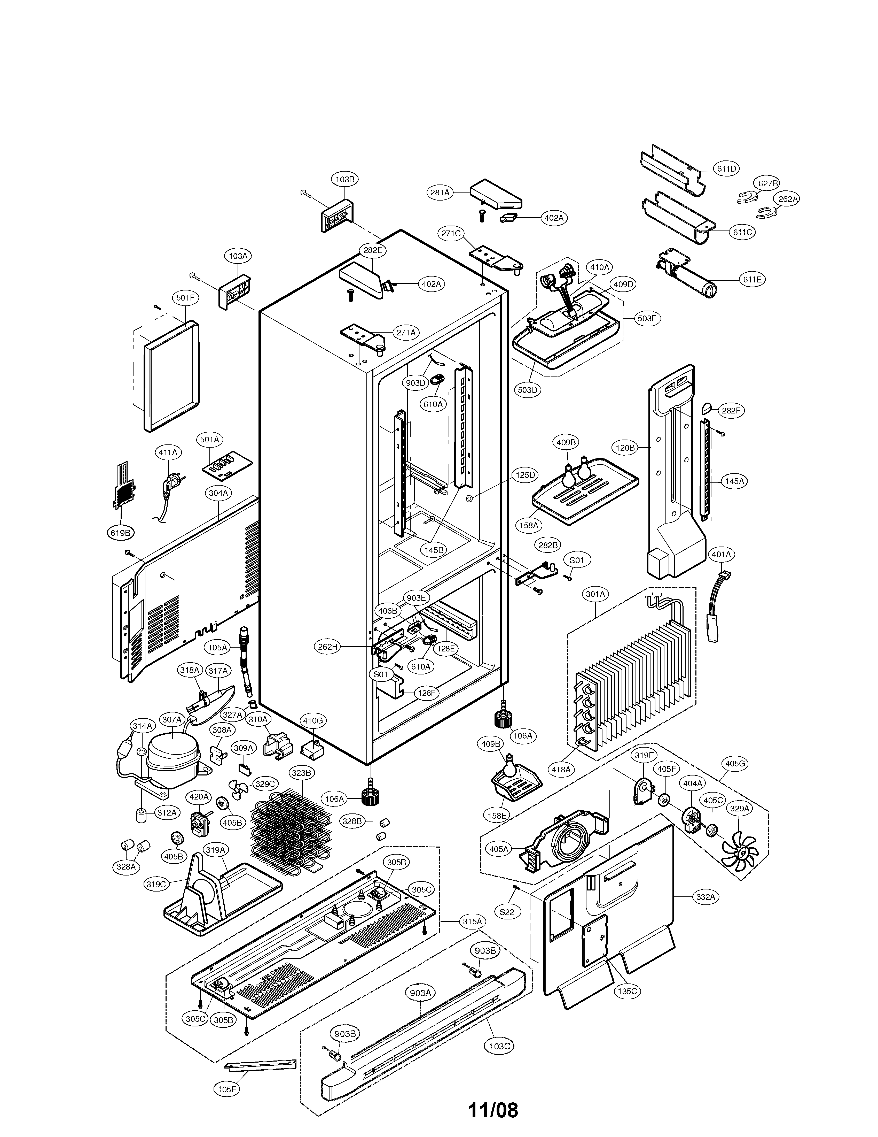 Kenmore Elite 79577242601 case parts diagram