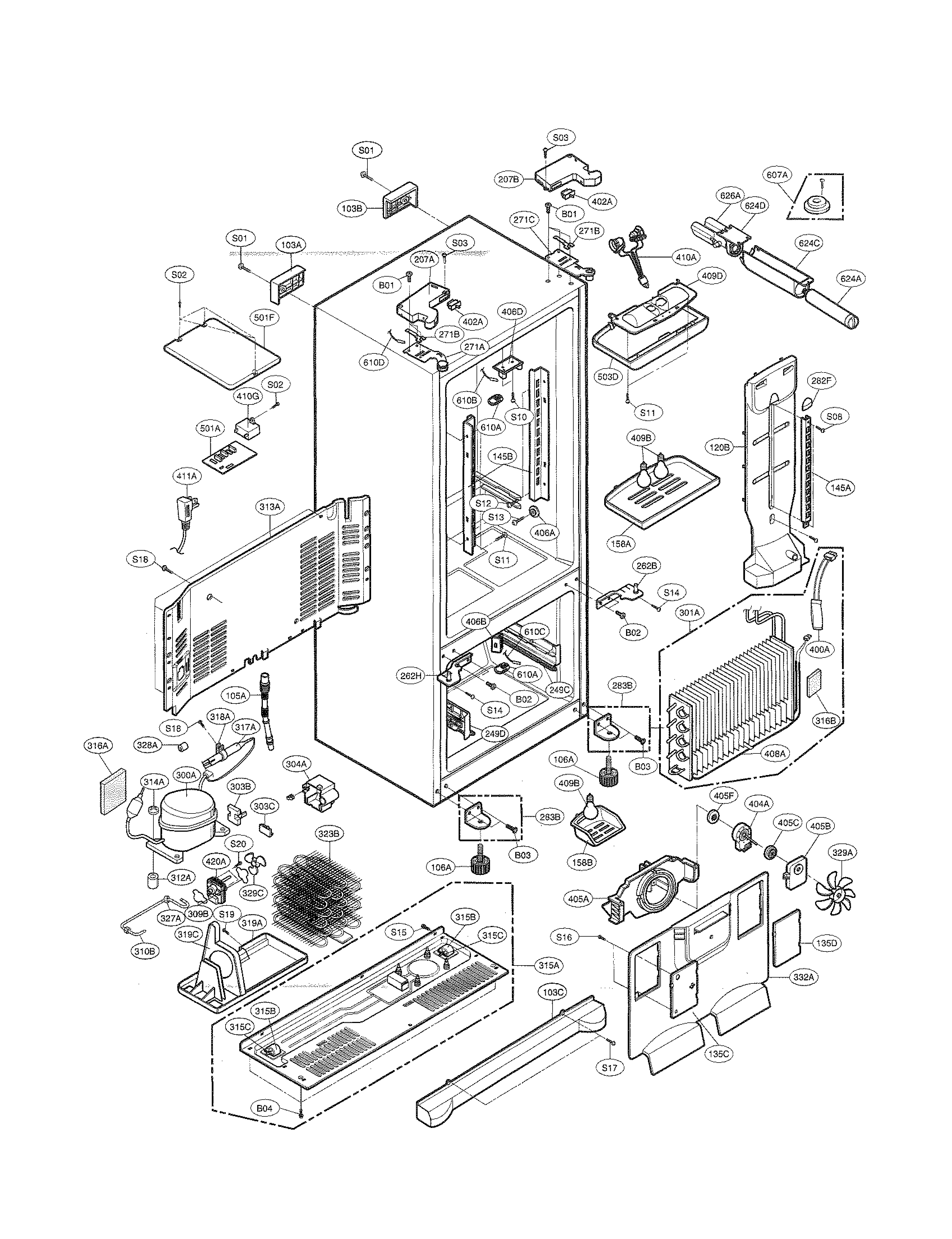 Kenmore Elite 79577549600 case diagram