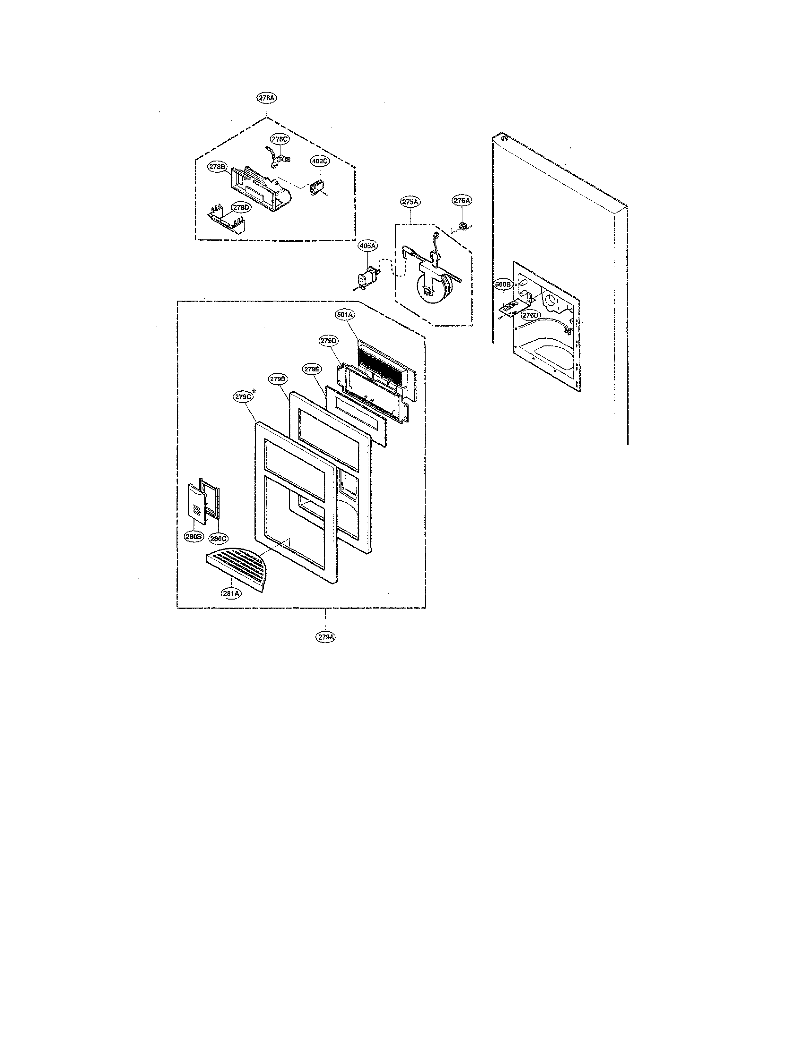 Kenmore Elite 79577573600 dispenser diagram