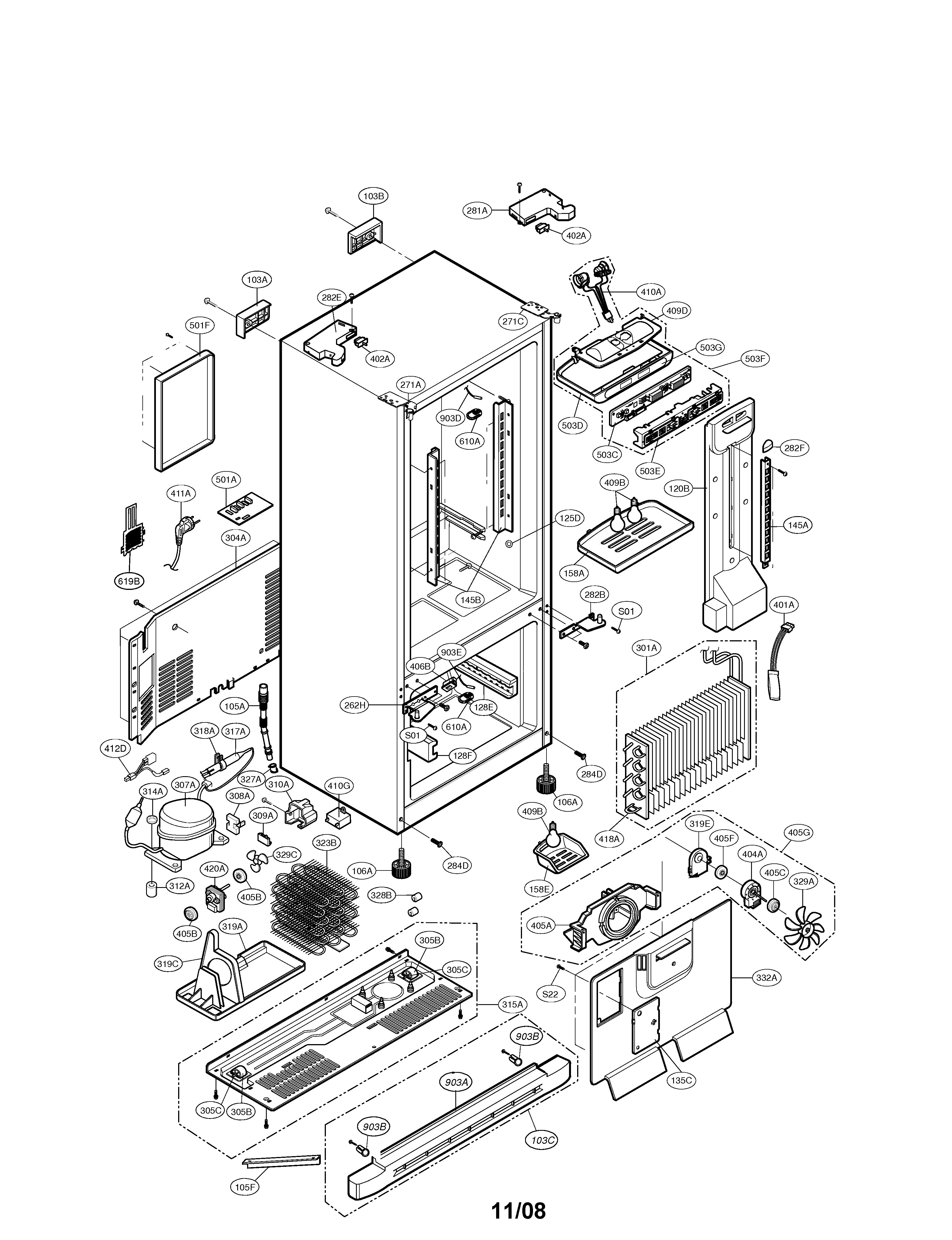 Kenmore 79578304800 case diagram