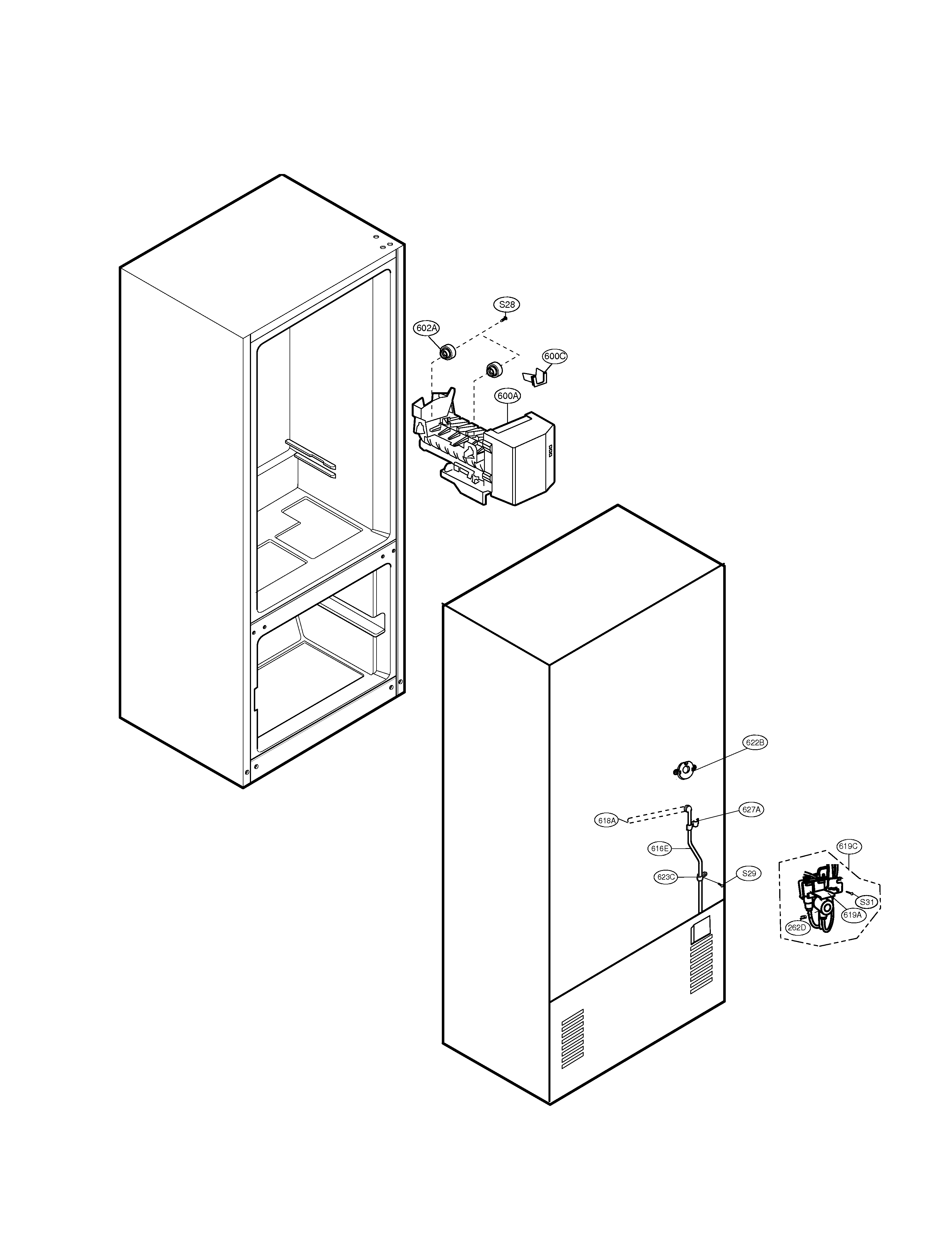 Kenmore 79578309800 water & ice maker diagram