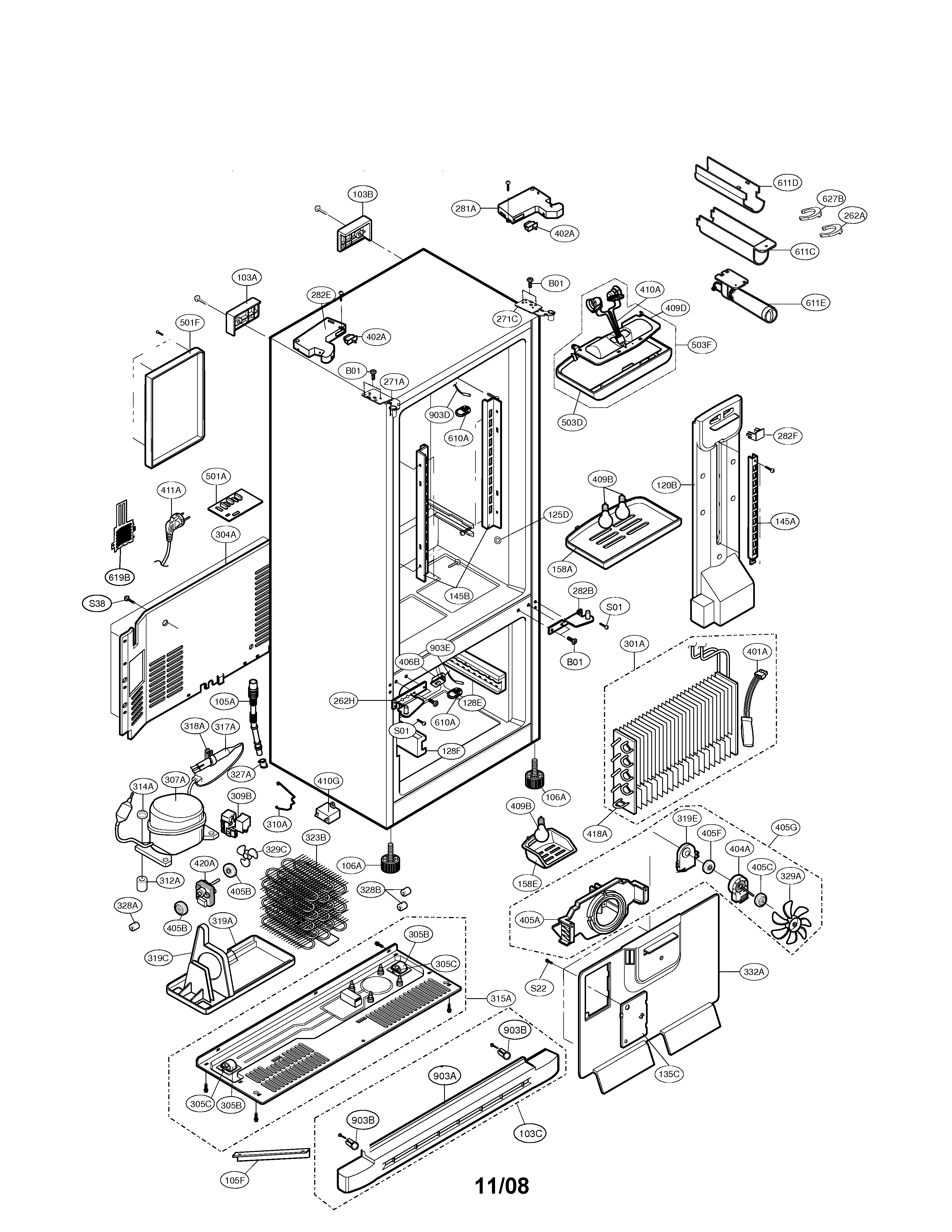Kenmore Elite 79578346800 case parts diagram