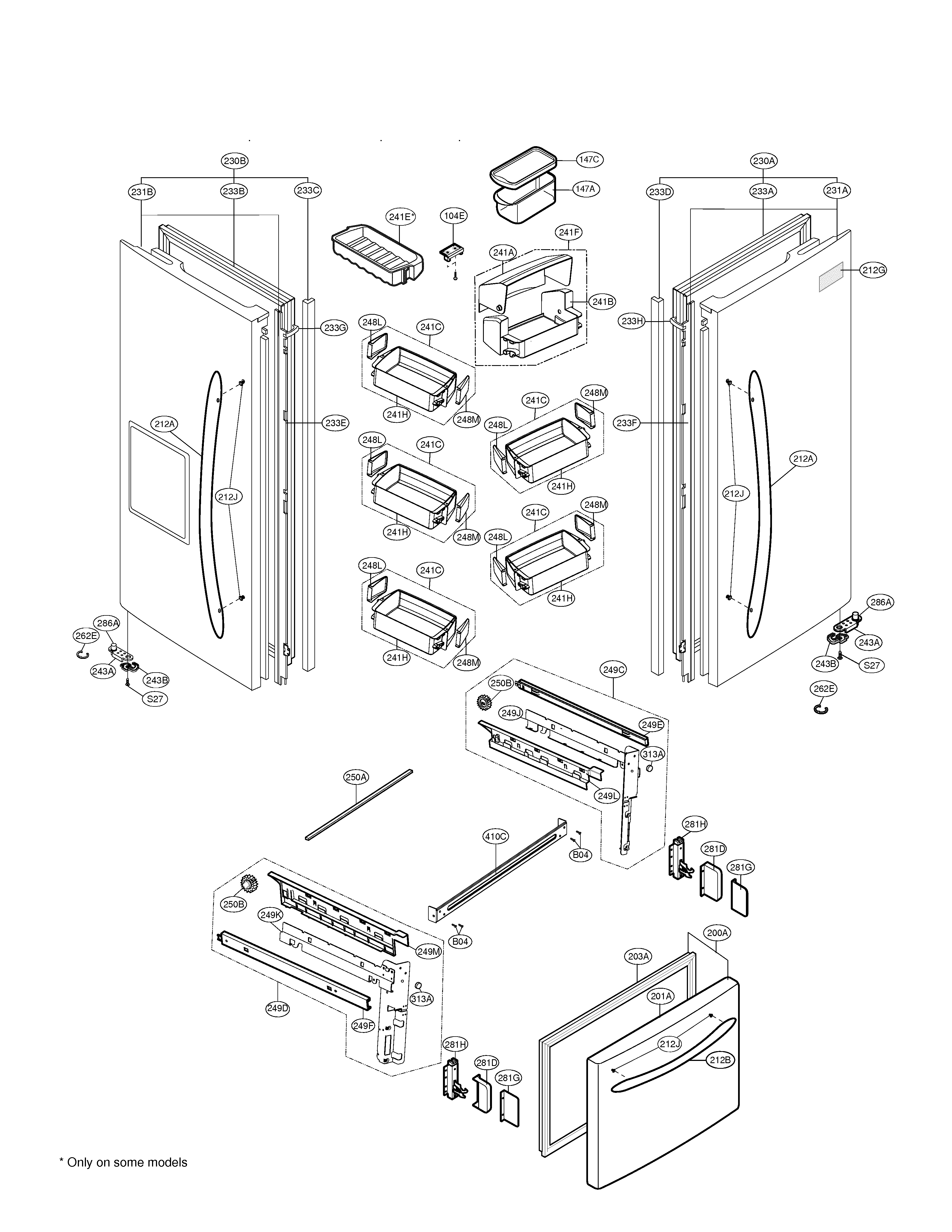 Kenmore Elite 79578352800 doors diagram