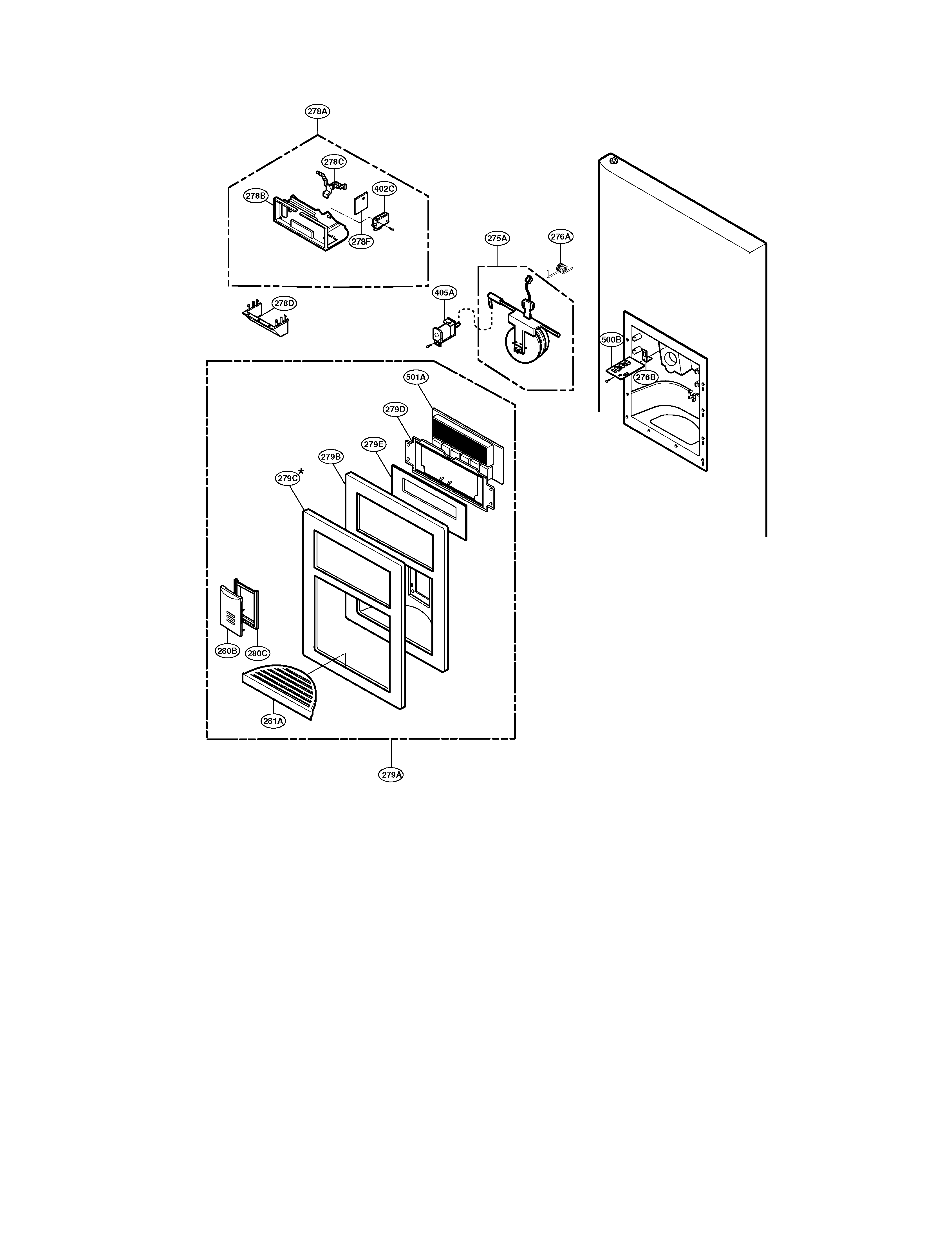 Kenmore Elite 79578519800 dispenser diagram
