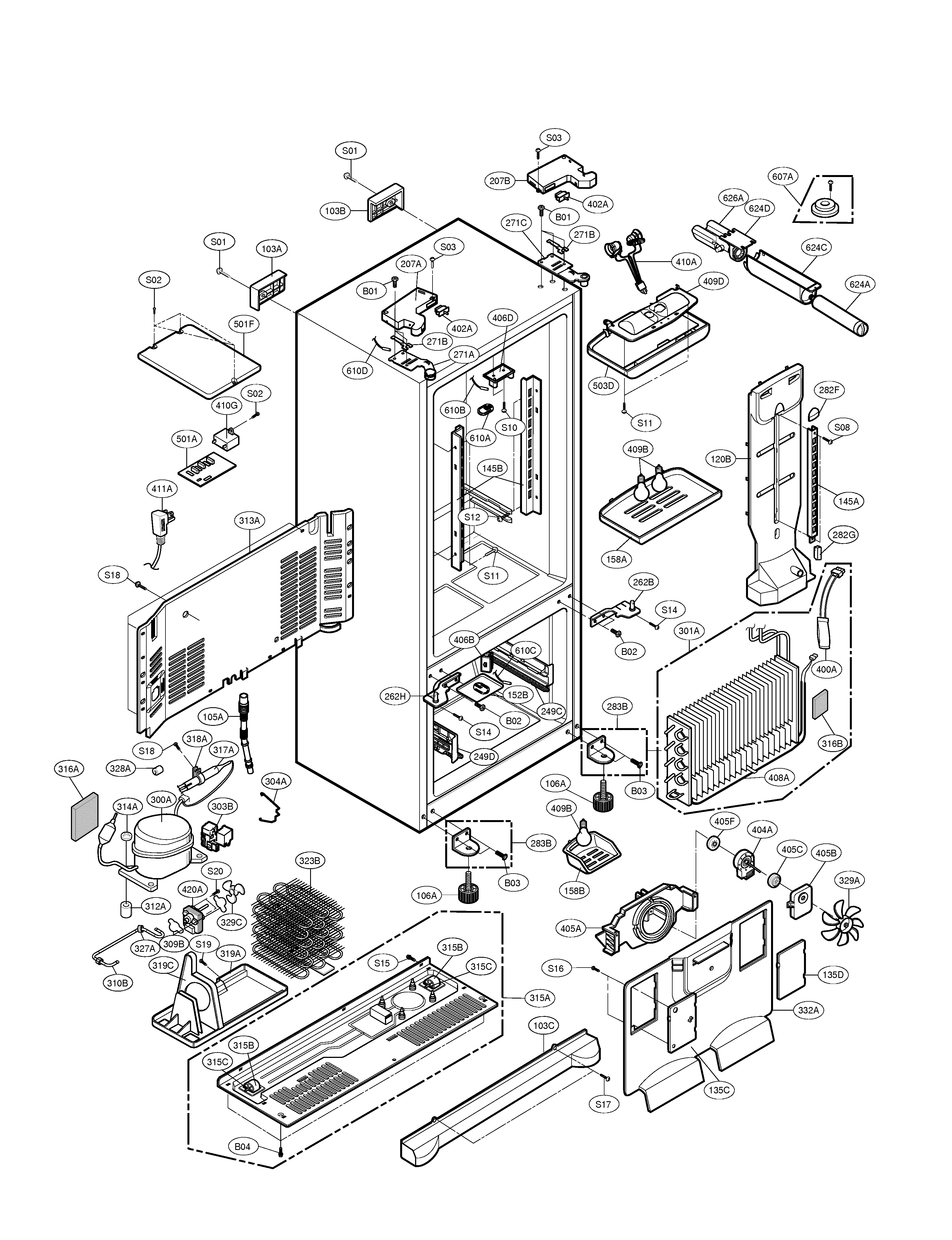 Kenmore Elite 79578723800 case diagram
