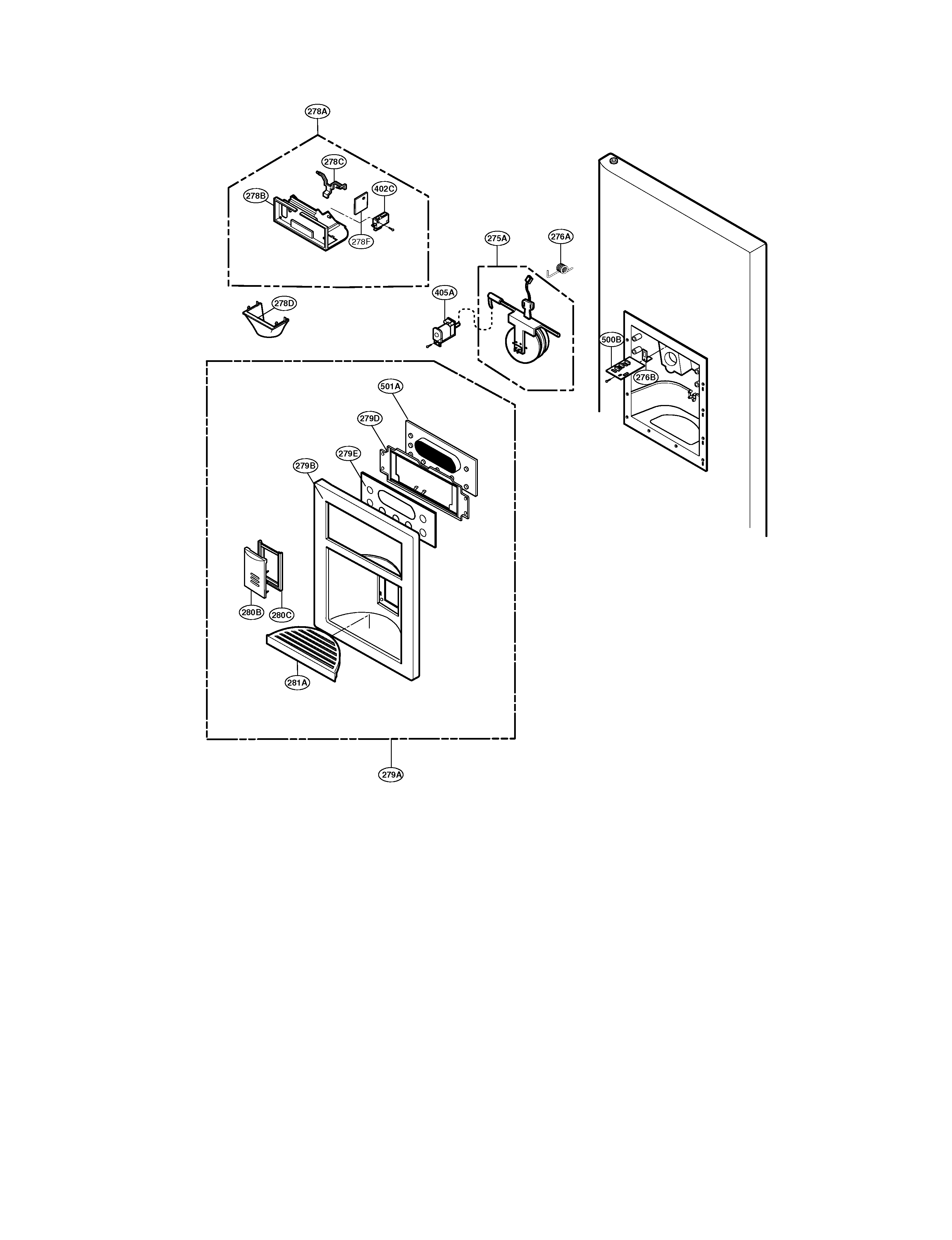 Kenmore Elite 79578752800 dispenser diagram