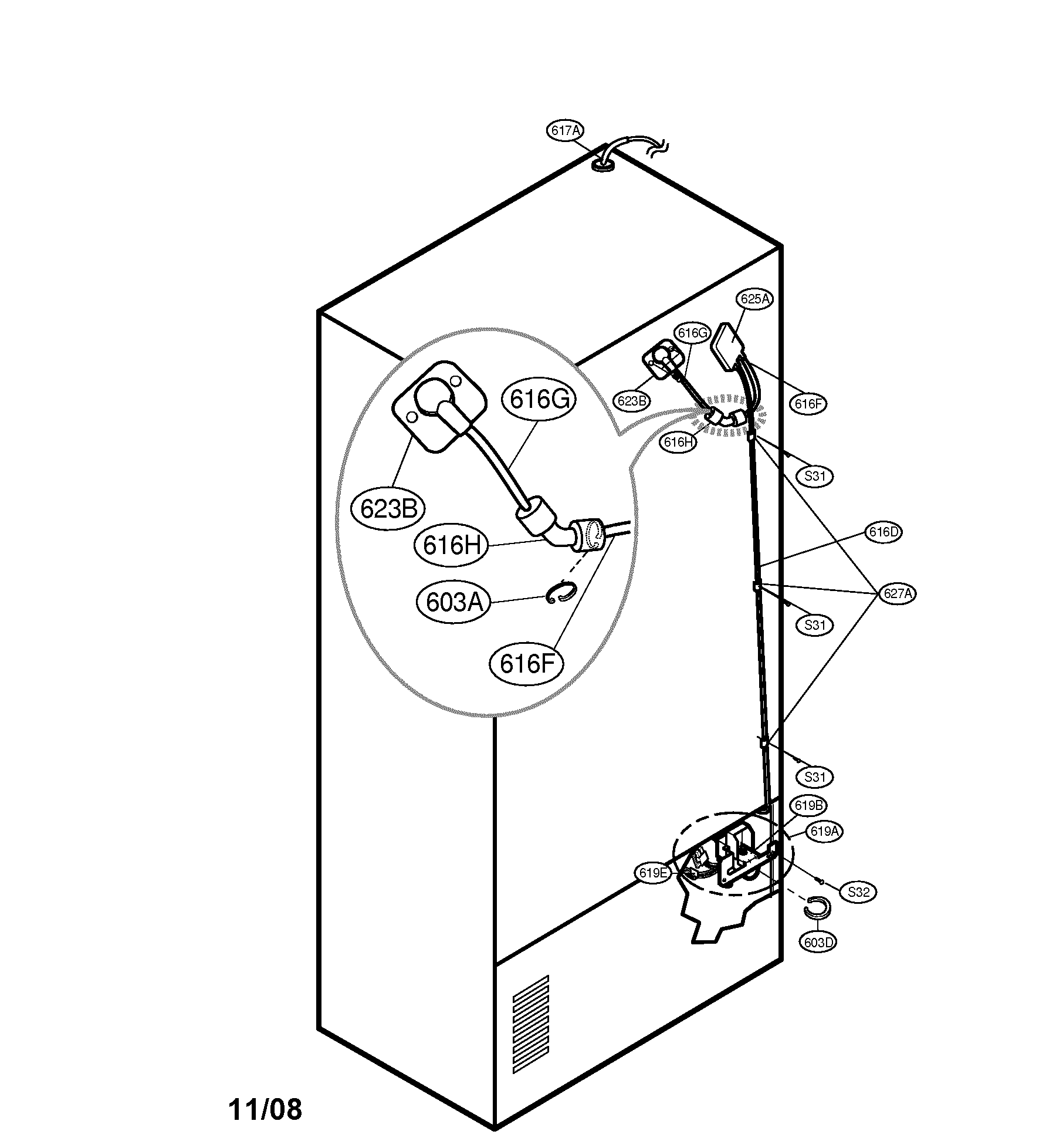 Kenmore Elite 79578789800 valve & water tube diagram