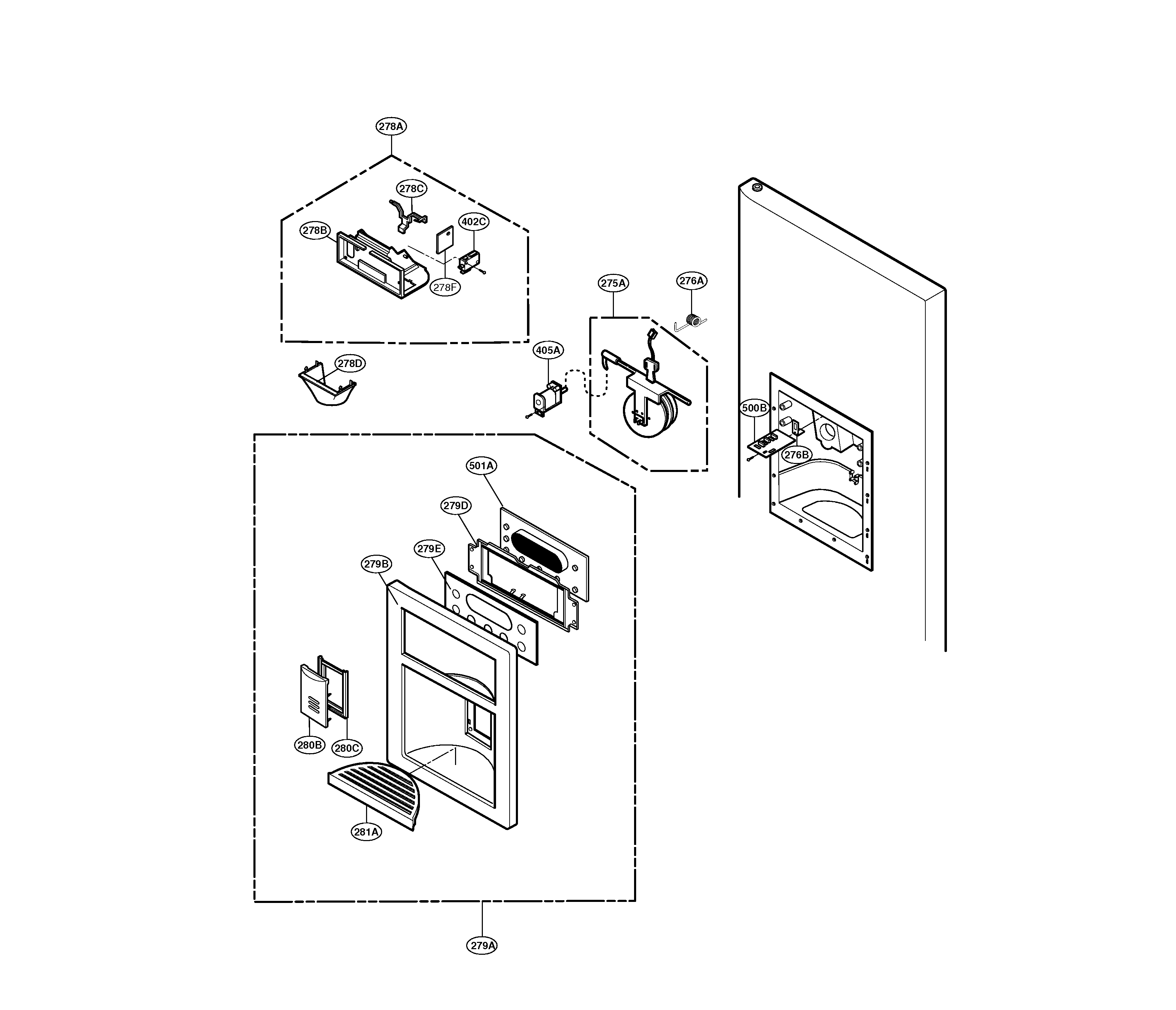 Kenmore Elite 79578789800 dispenser diagram