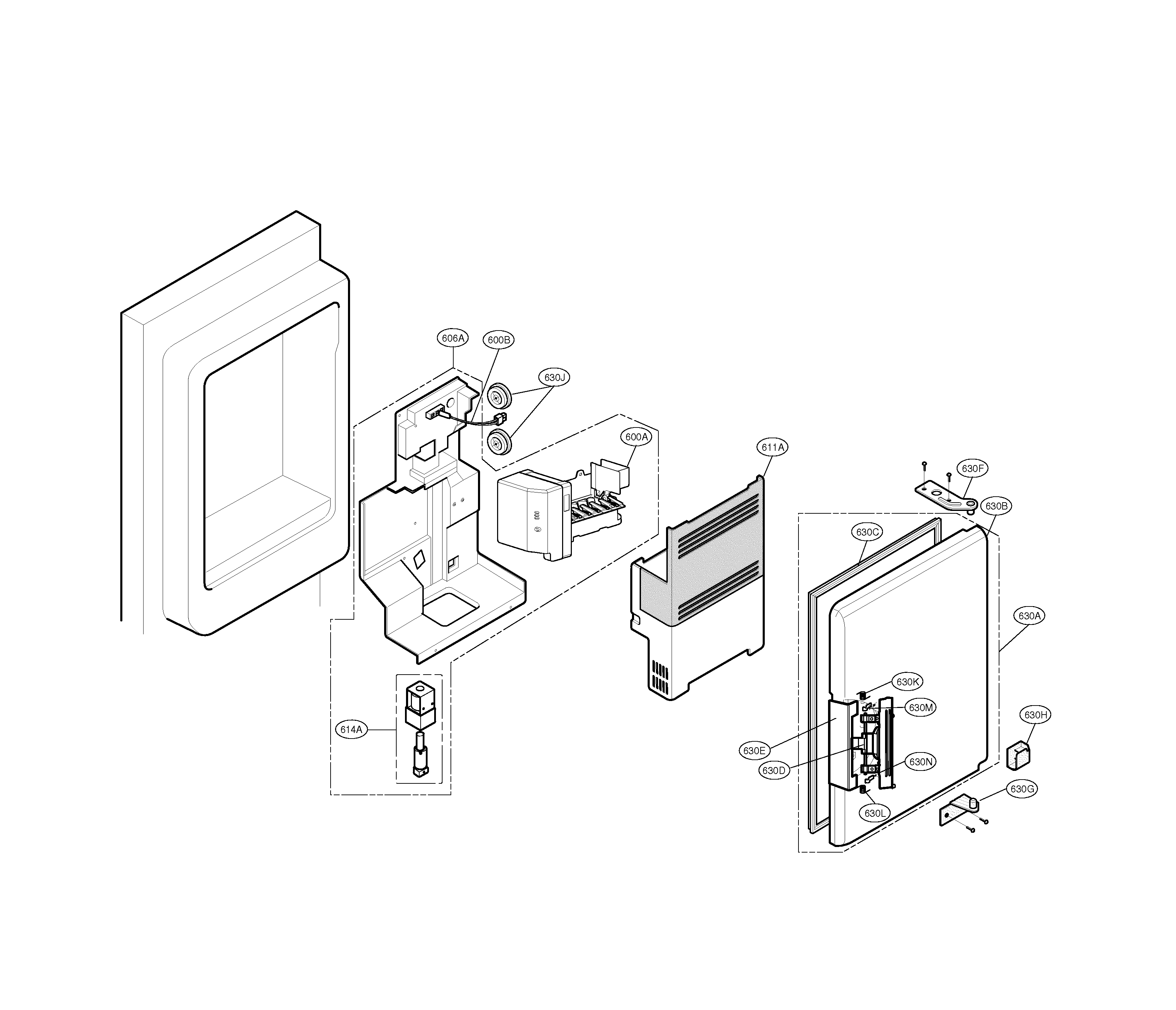 Kenmore Elite 79578789800 ice maker & ice bank diagram