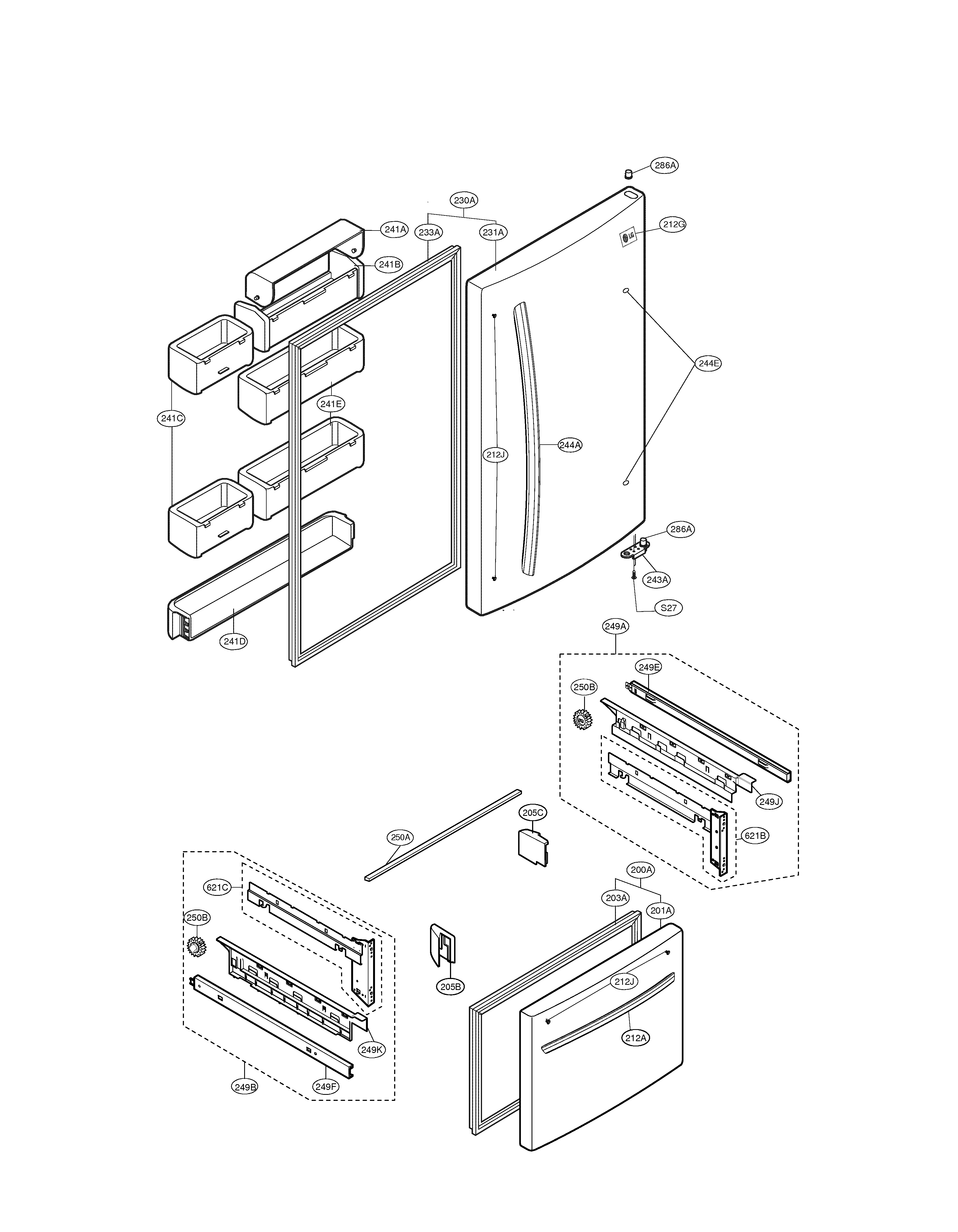 LG LDC22720ST/00 doors diagram