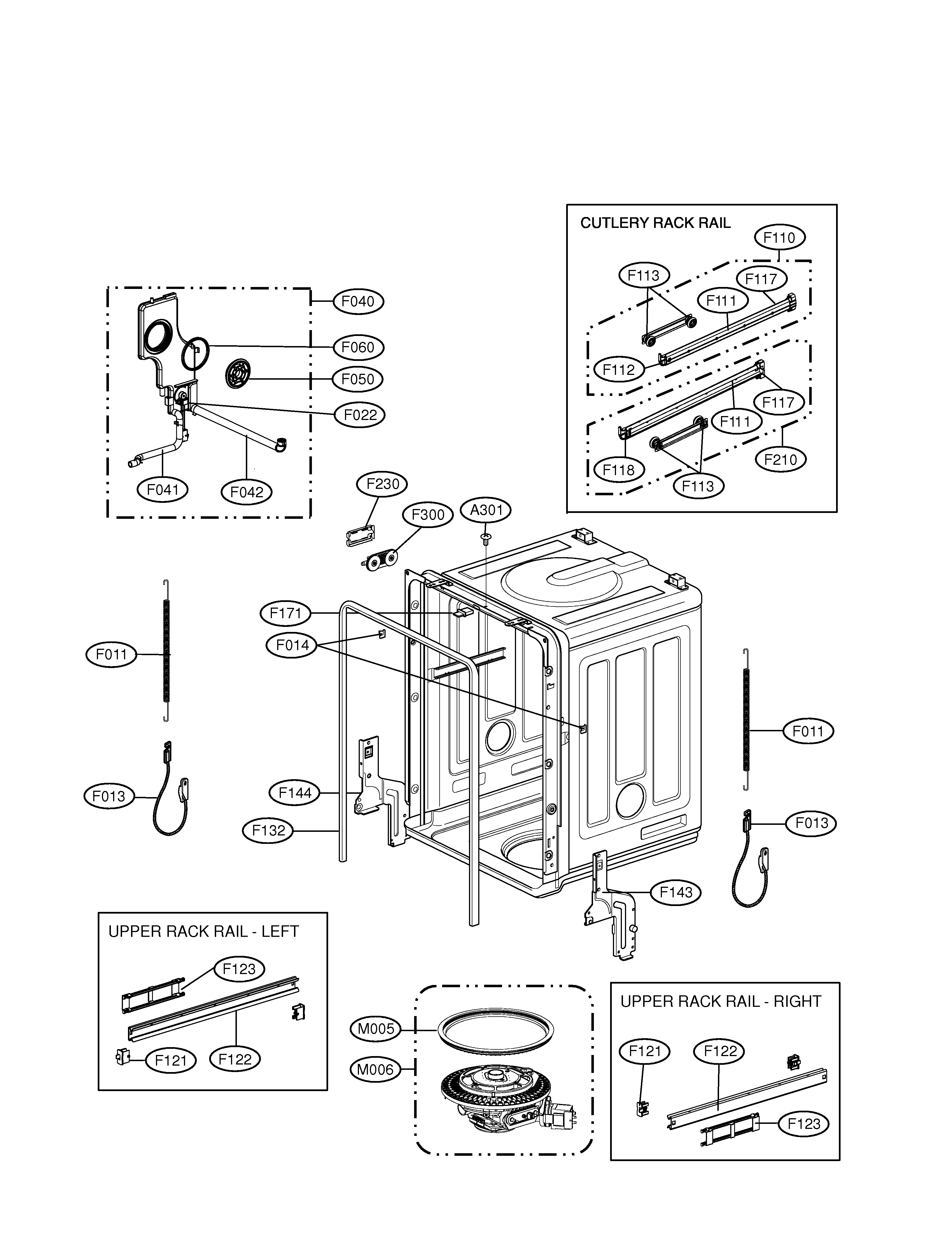 LG LDF9810ST tub assembly diagram