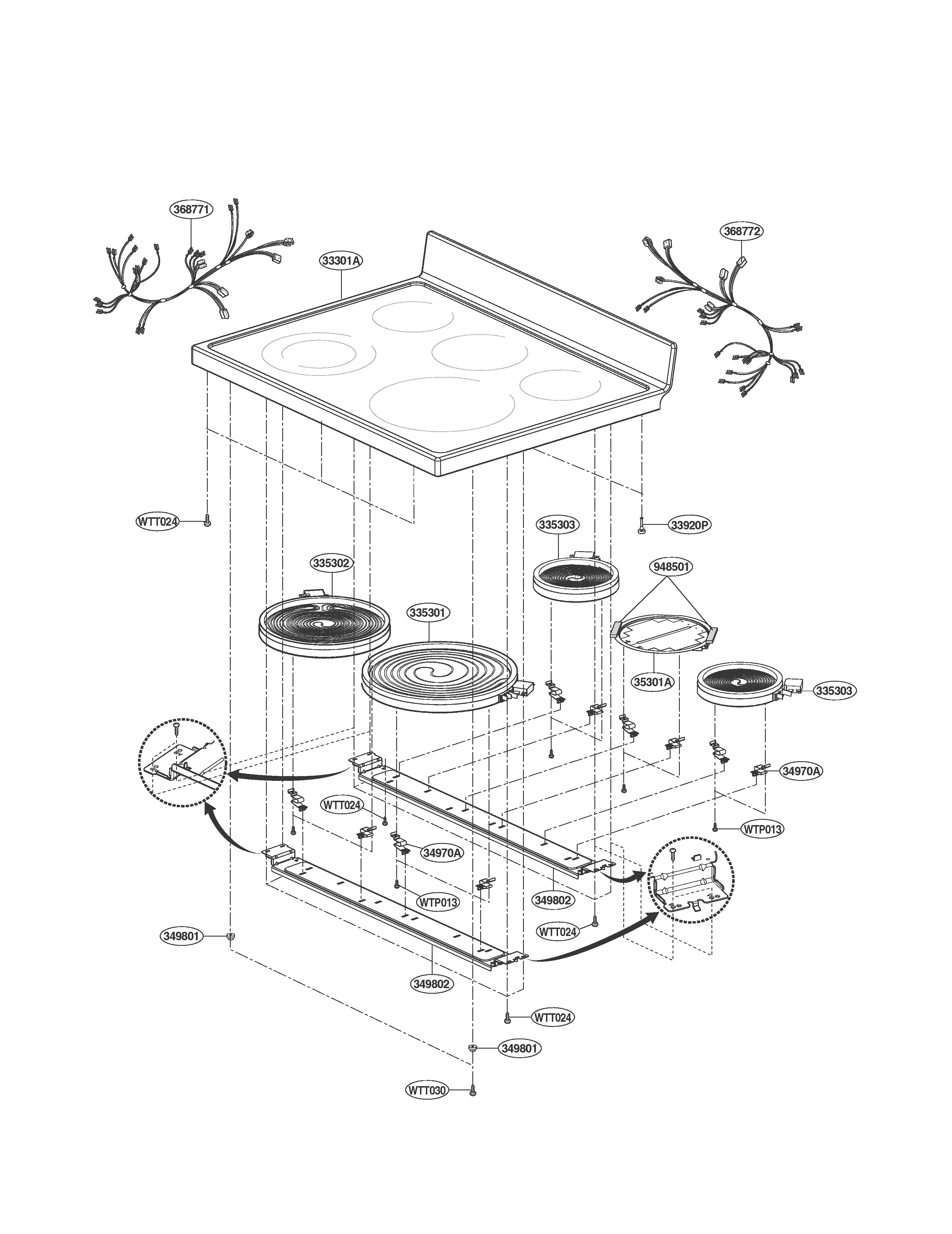 LG LRE30453SW/00 cooktop diagram