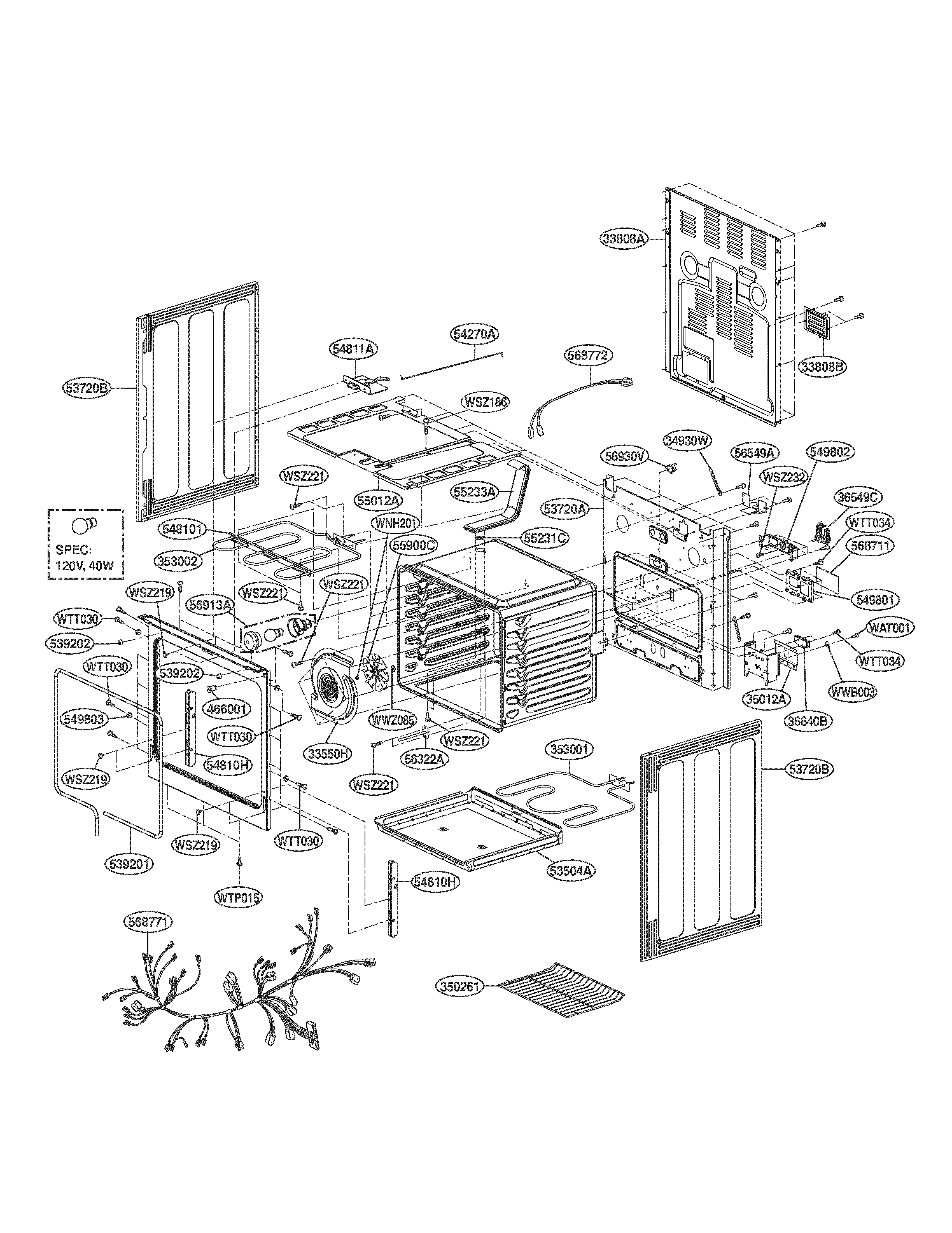 LG LRE30453SW/00 cavity diagram