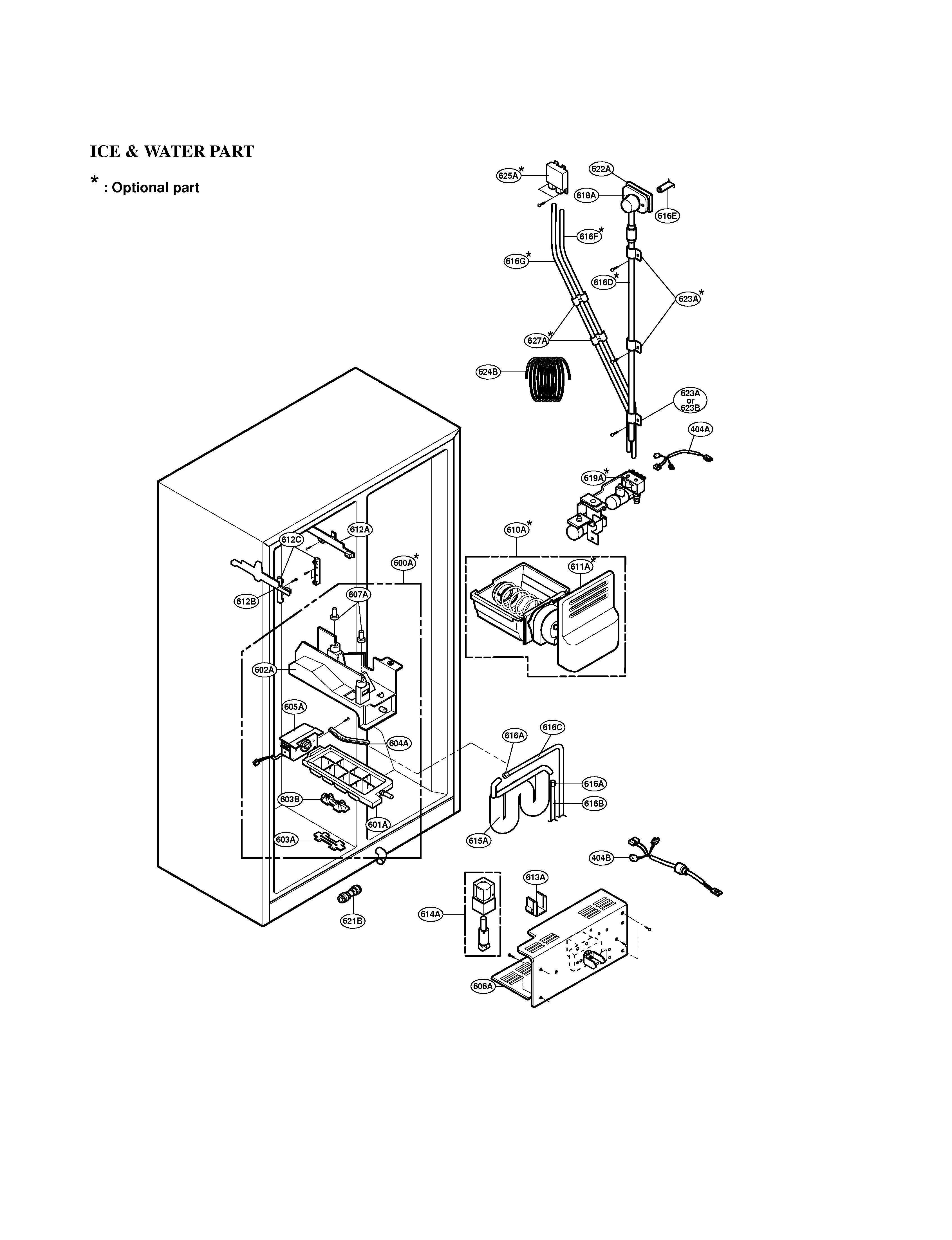 LG LRSC21934SB ice & water diagram