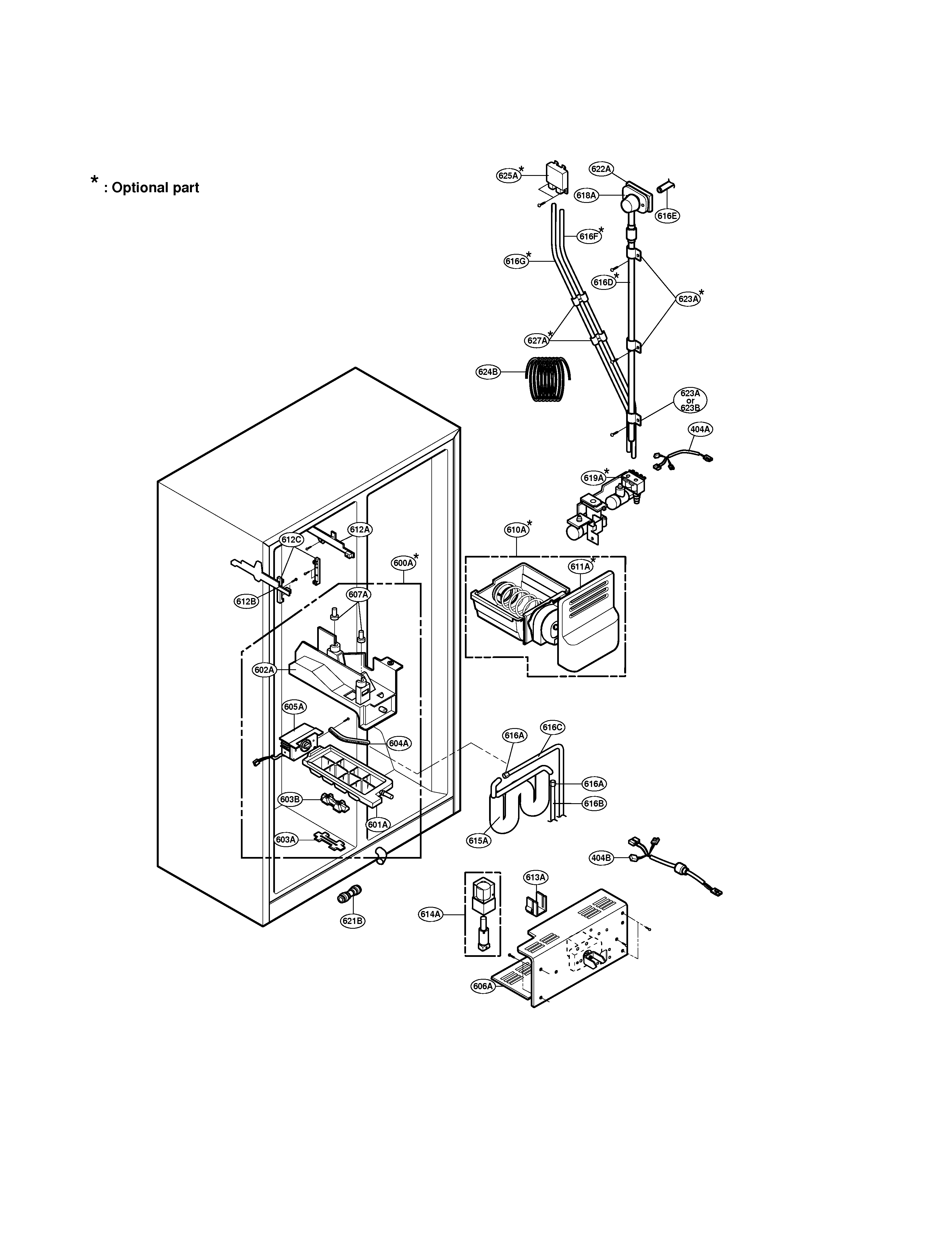 LG LRSC21934SW ice & water diagram