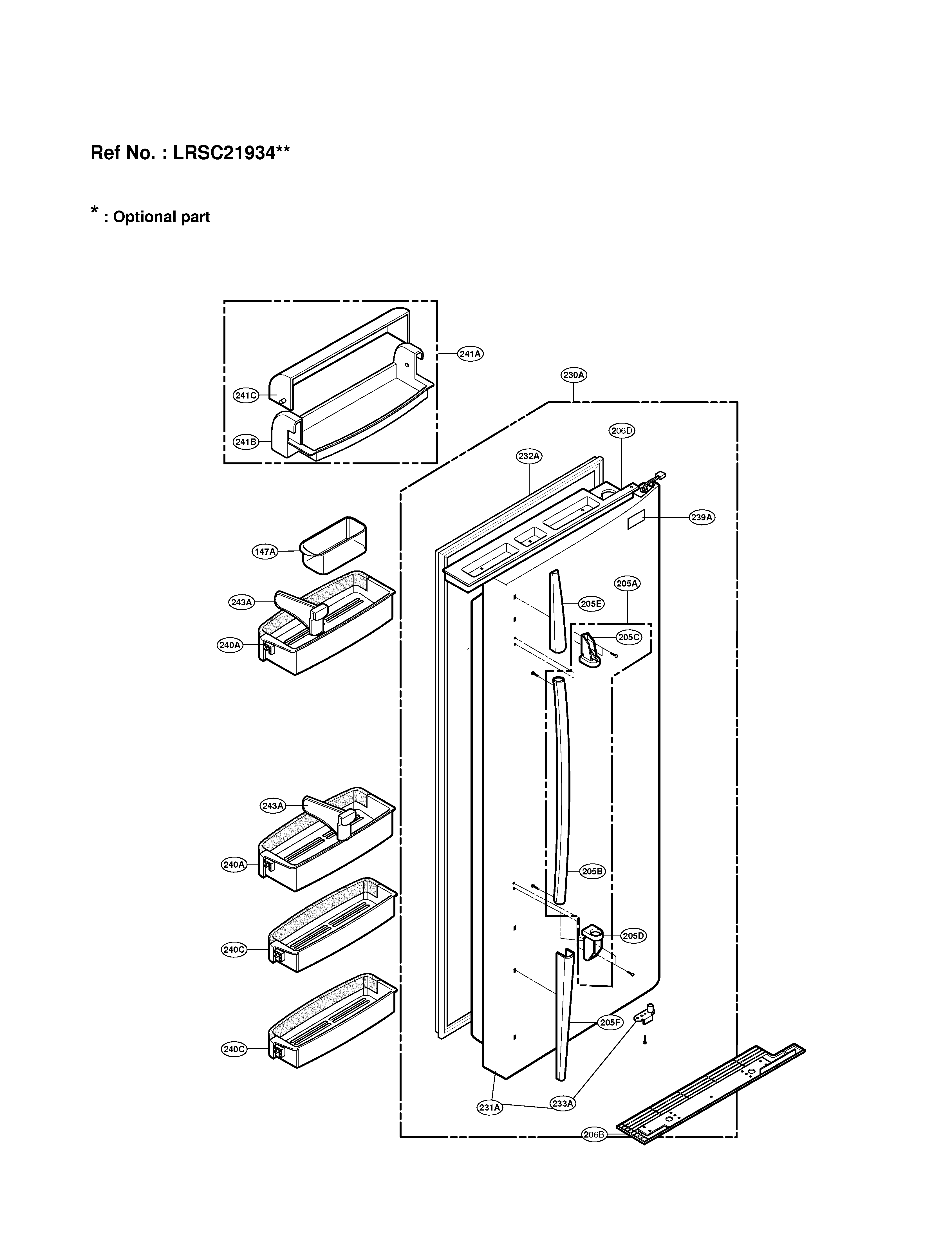 LG LRSC21934TT refrigerator door diagram