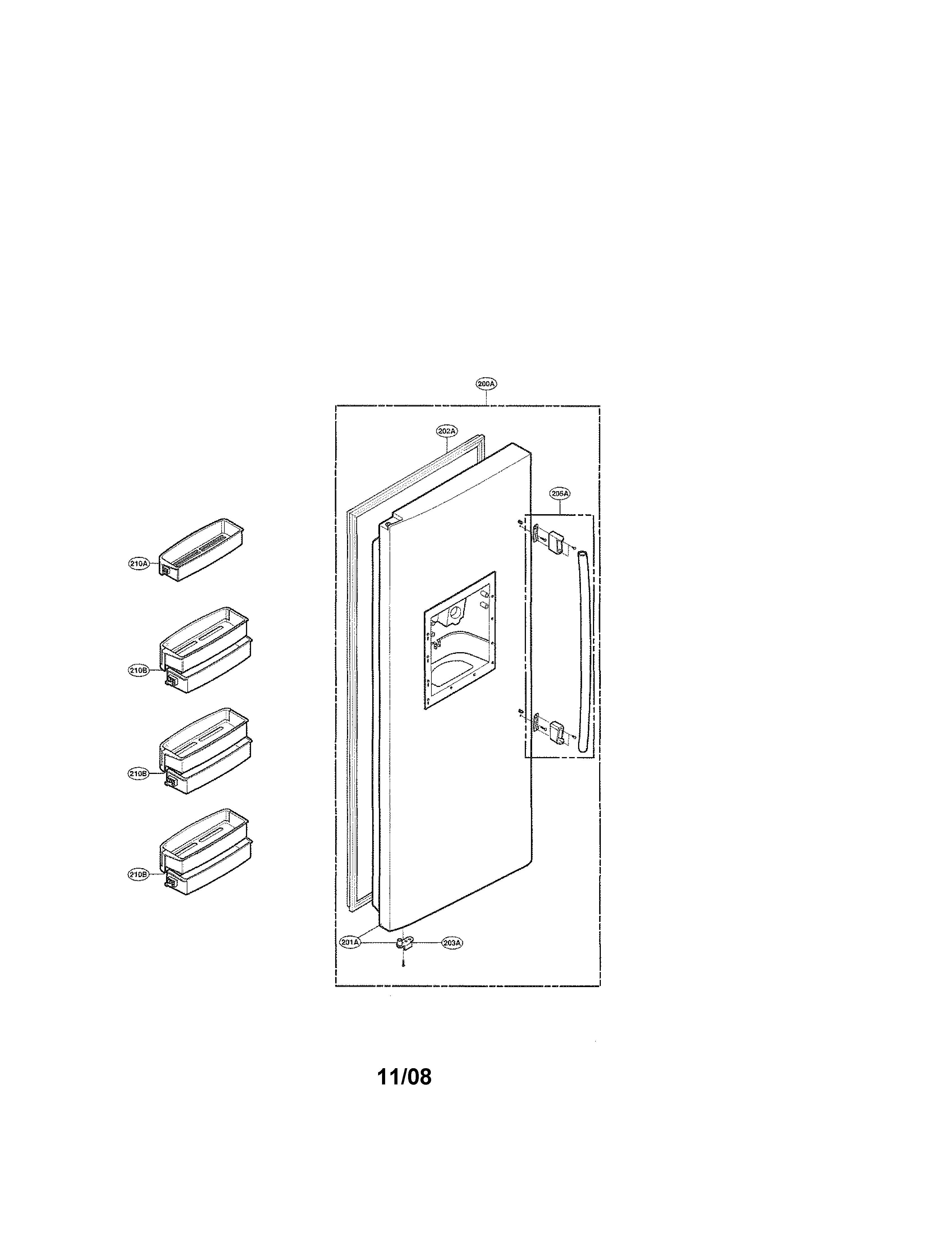 LG LRSC21935SW freezer door figure 1 diagram