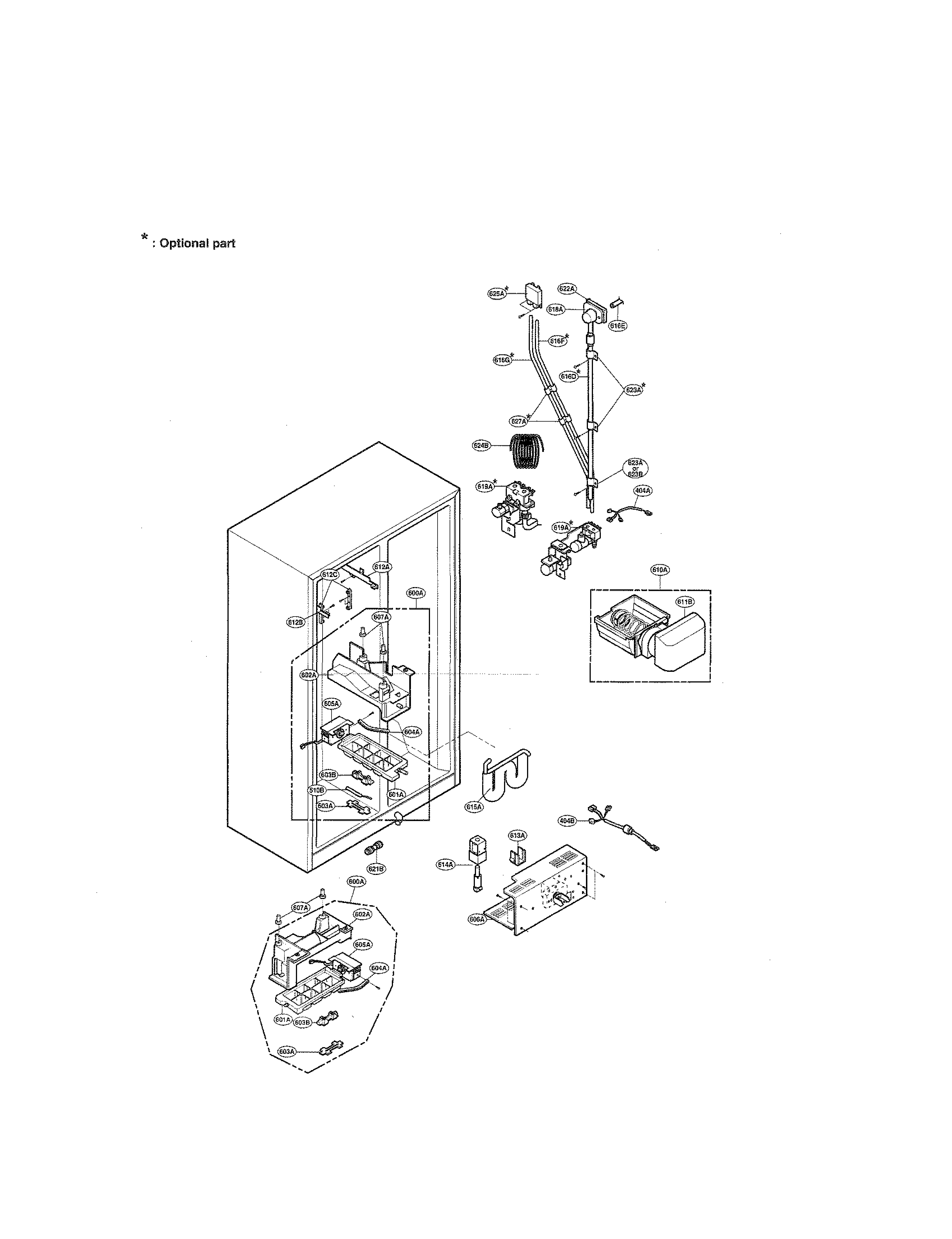 LG LRSC21935SW ice & water diagram