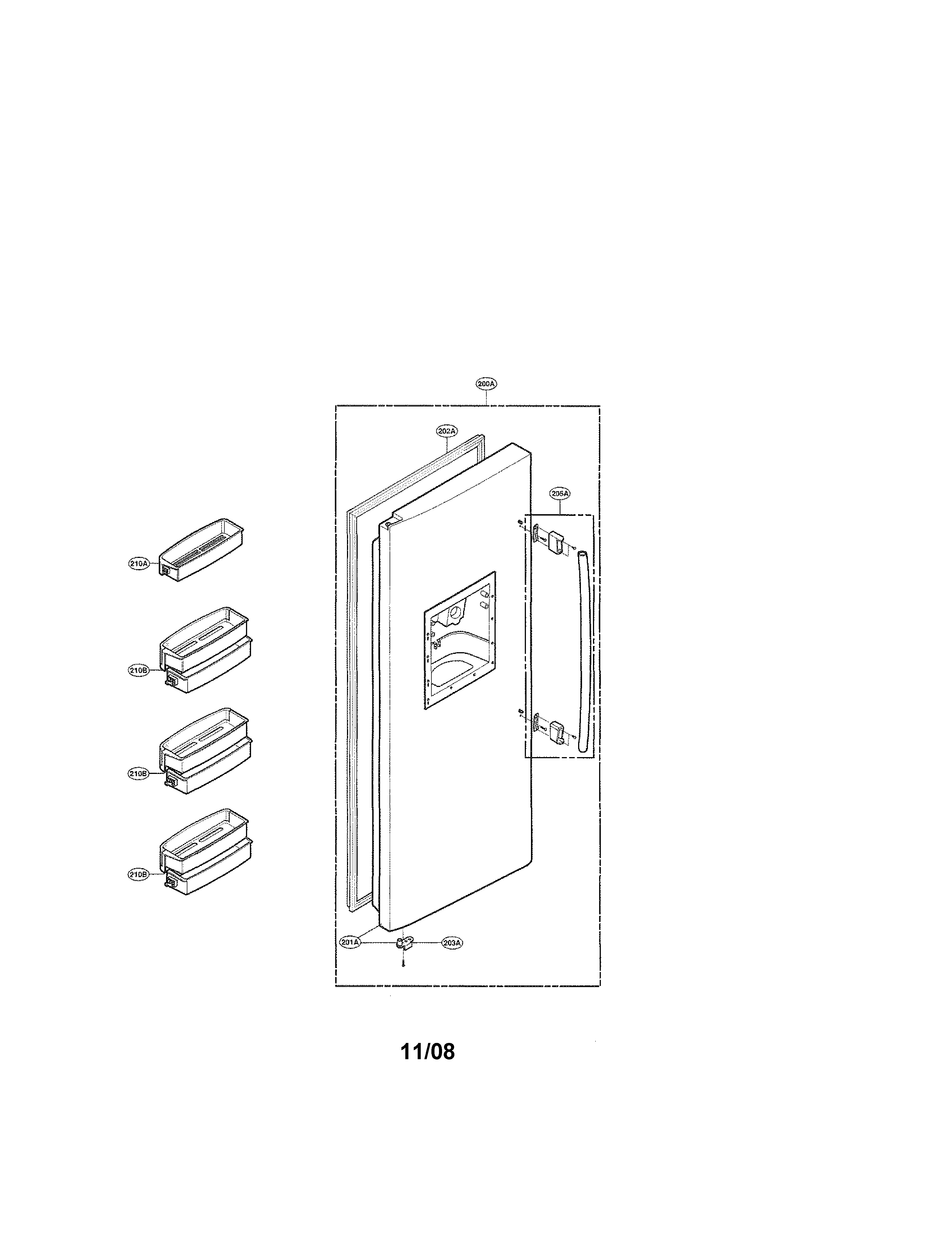 LG LRSC21935TT freezer door figure 1 diagram
