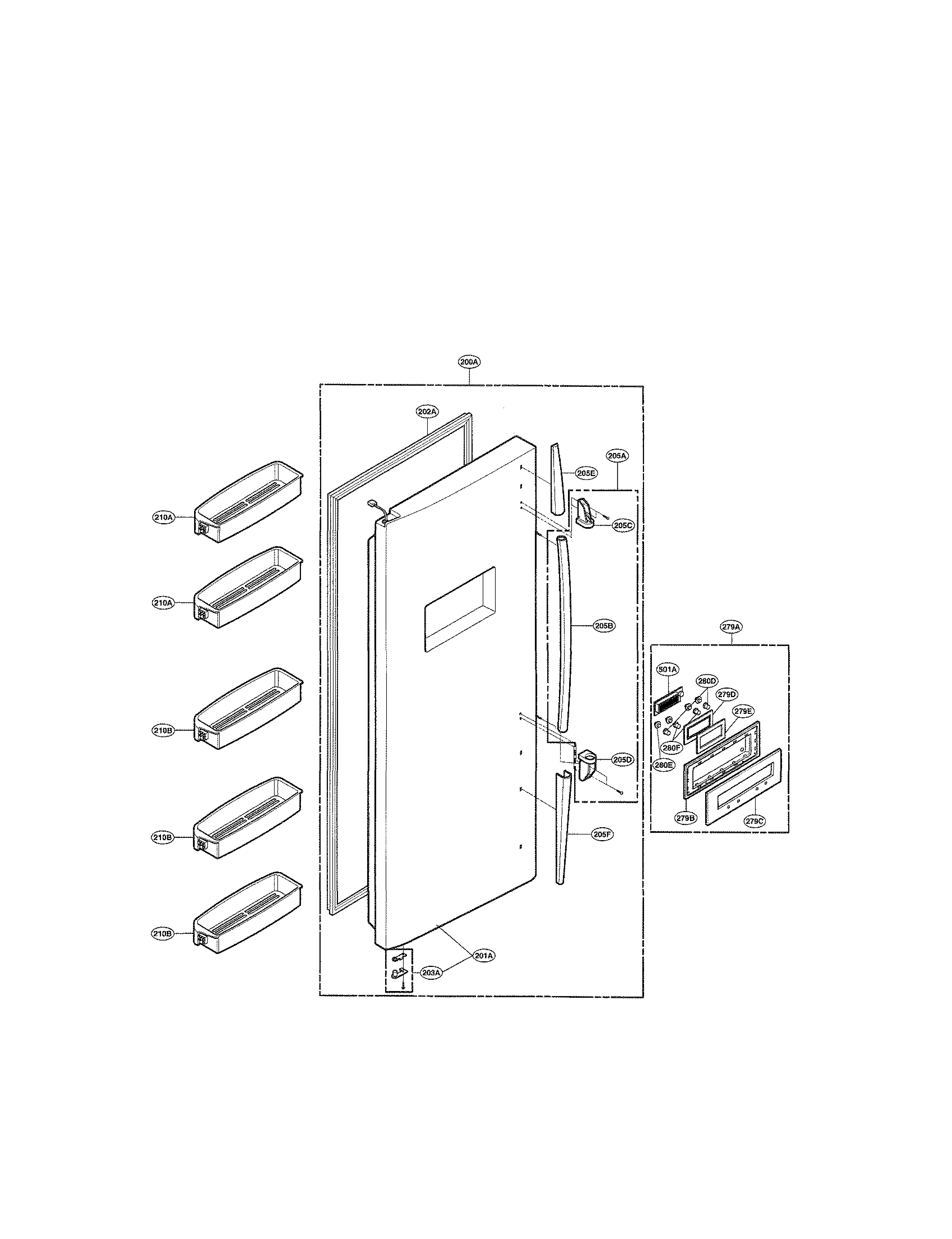 LG LRSC21935TT freezer door figure 2 diagram