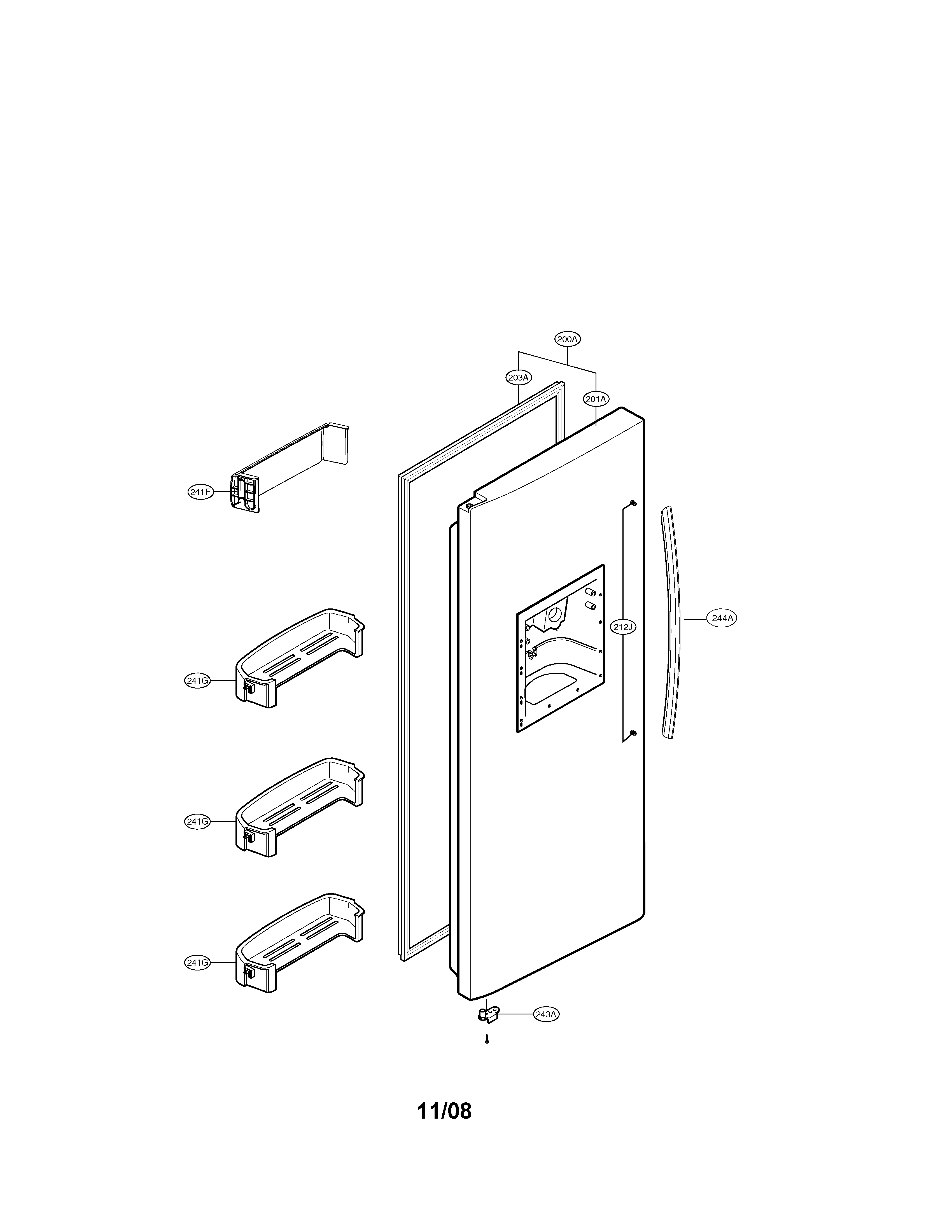LG LSC27910ST freezer door diagram
