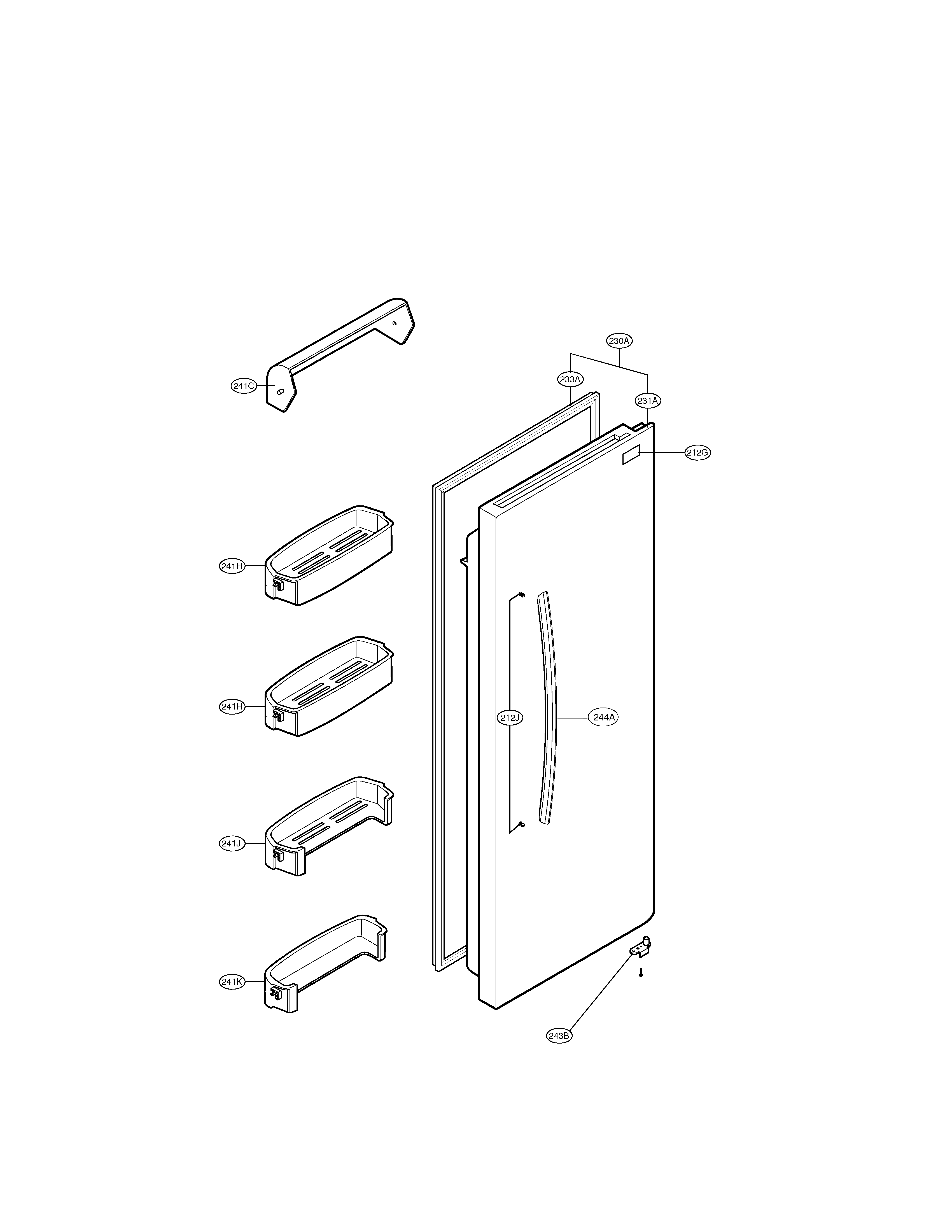 LG LSC27910ST refrigerator door diagram