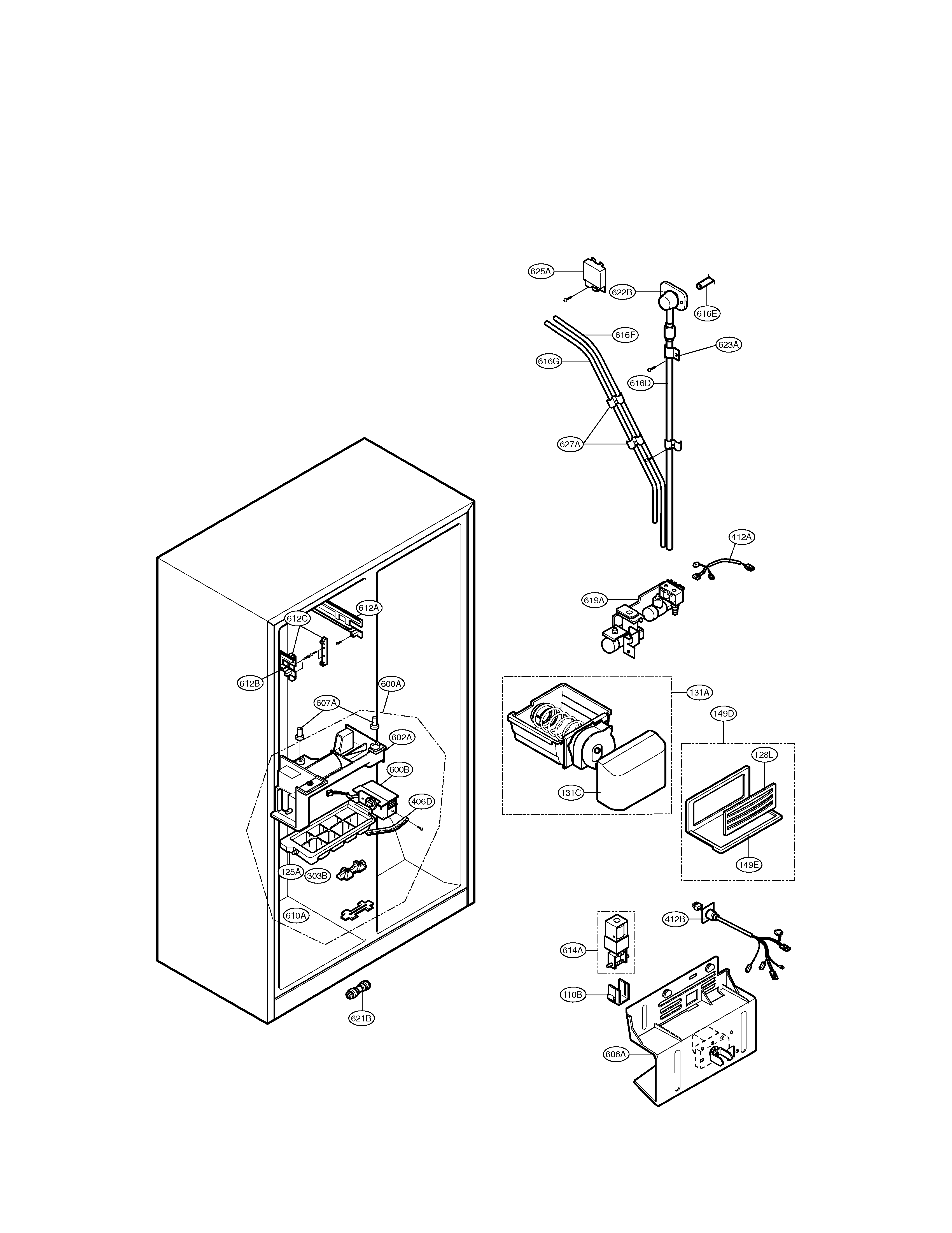 LG LSC27910ST ice & water parts diagram