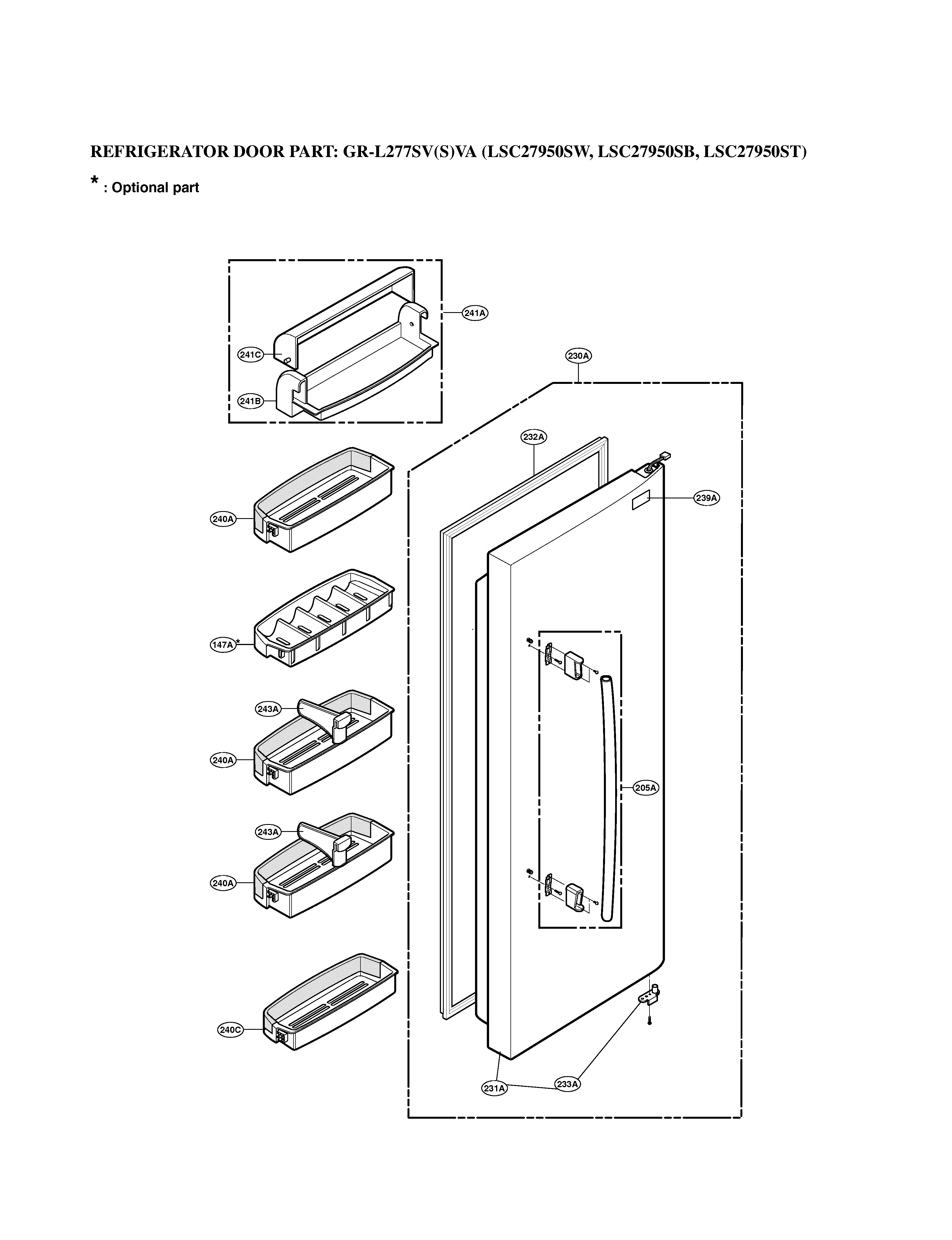 LG LSC27950SB refrigerator door diagram