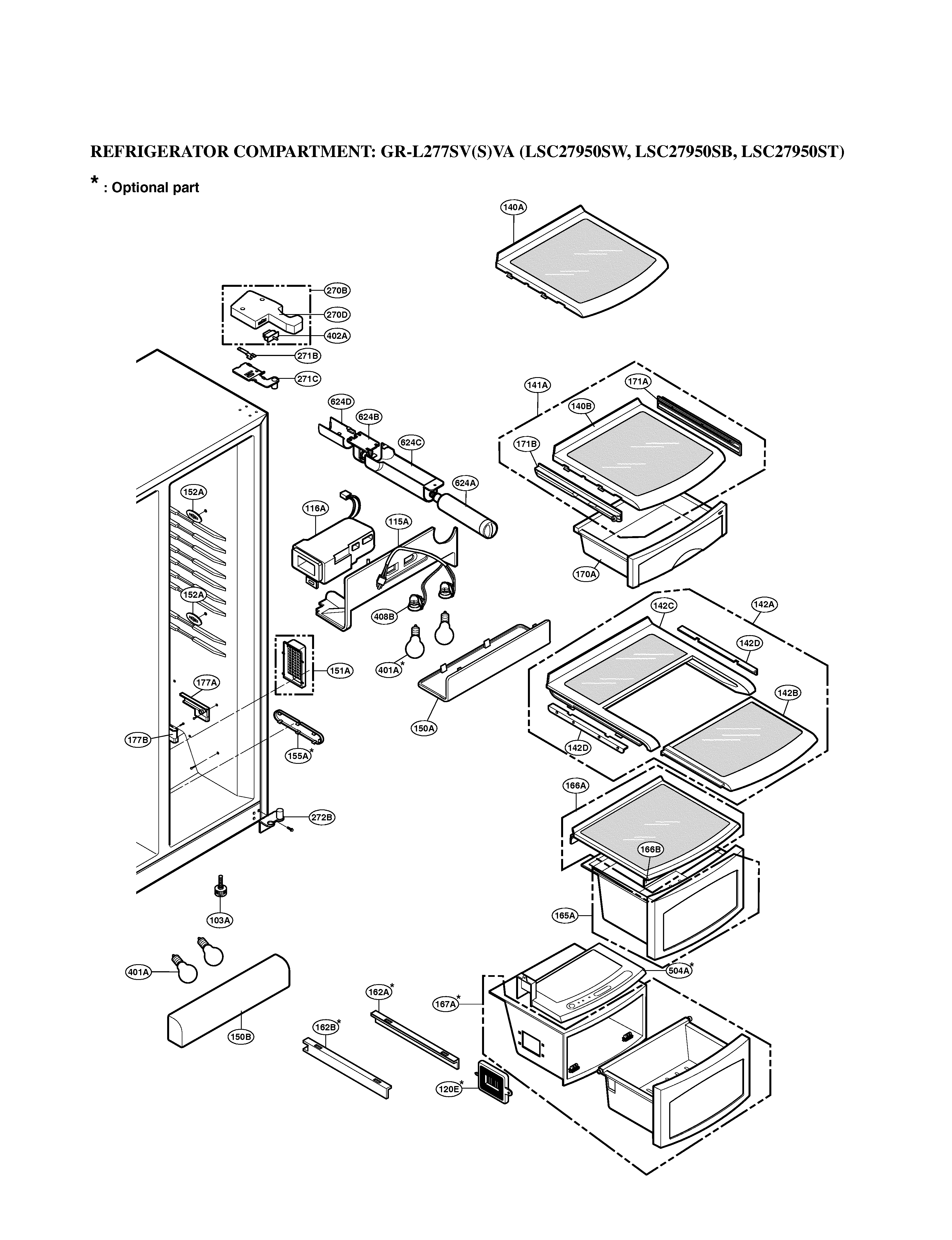 LG LSC27950SB refrigerator compartment diagram