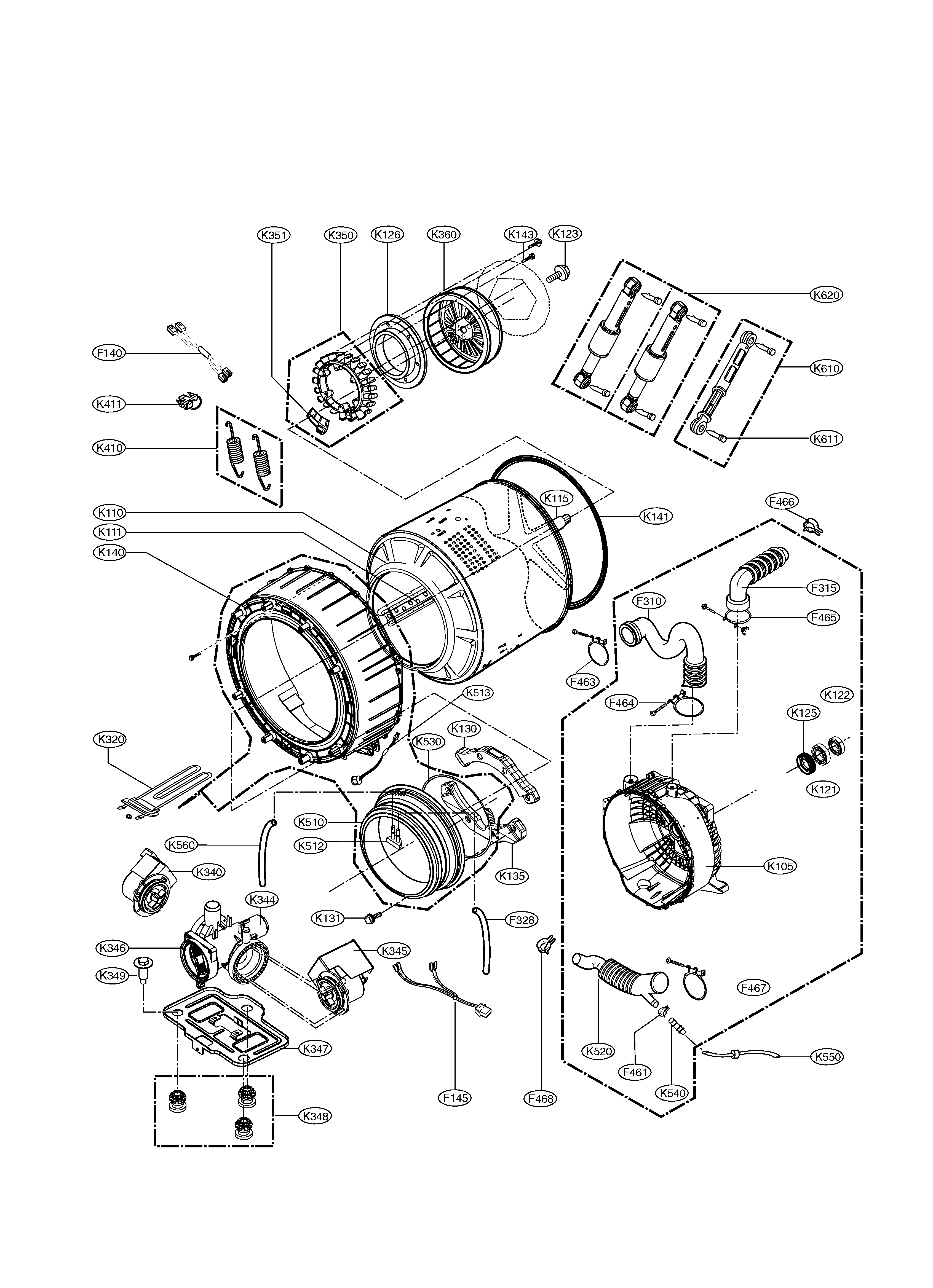 LG WM0001HTM drum & tub diagram