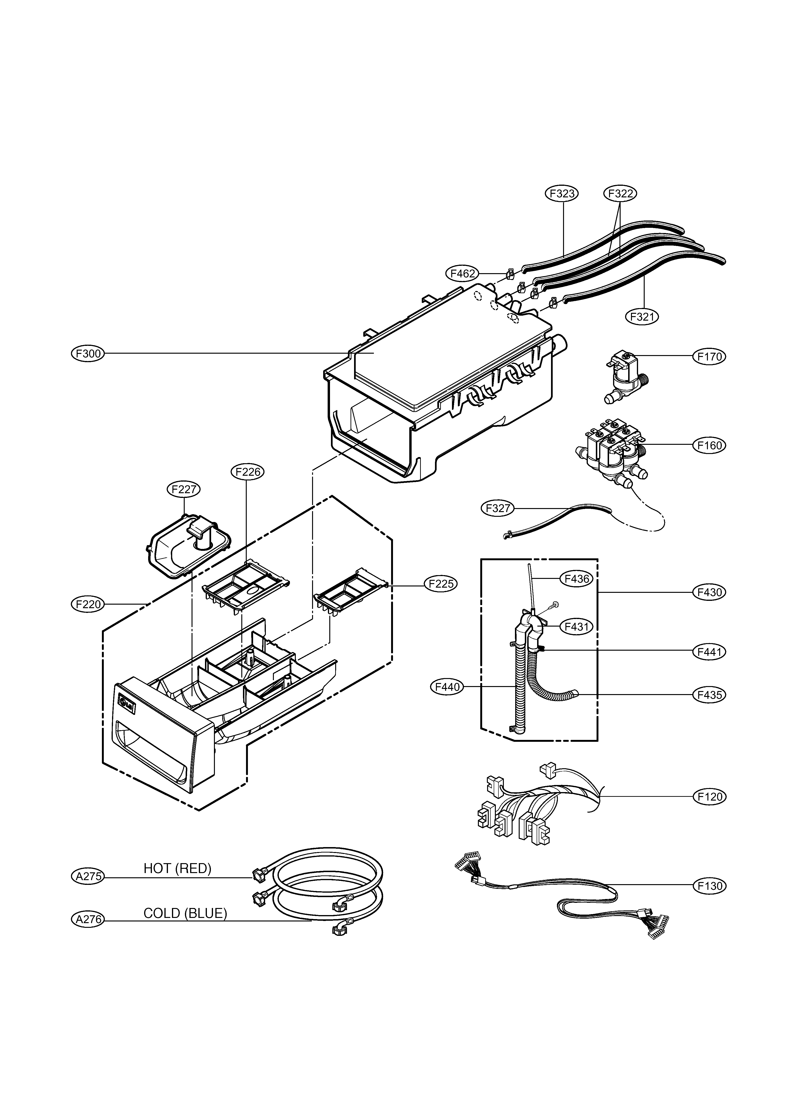 LG WM0001HTM dispenser assembly diagram
