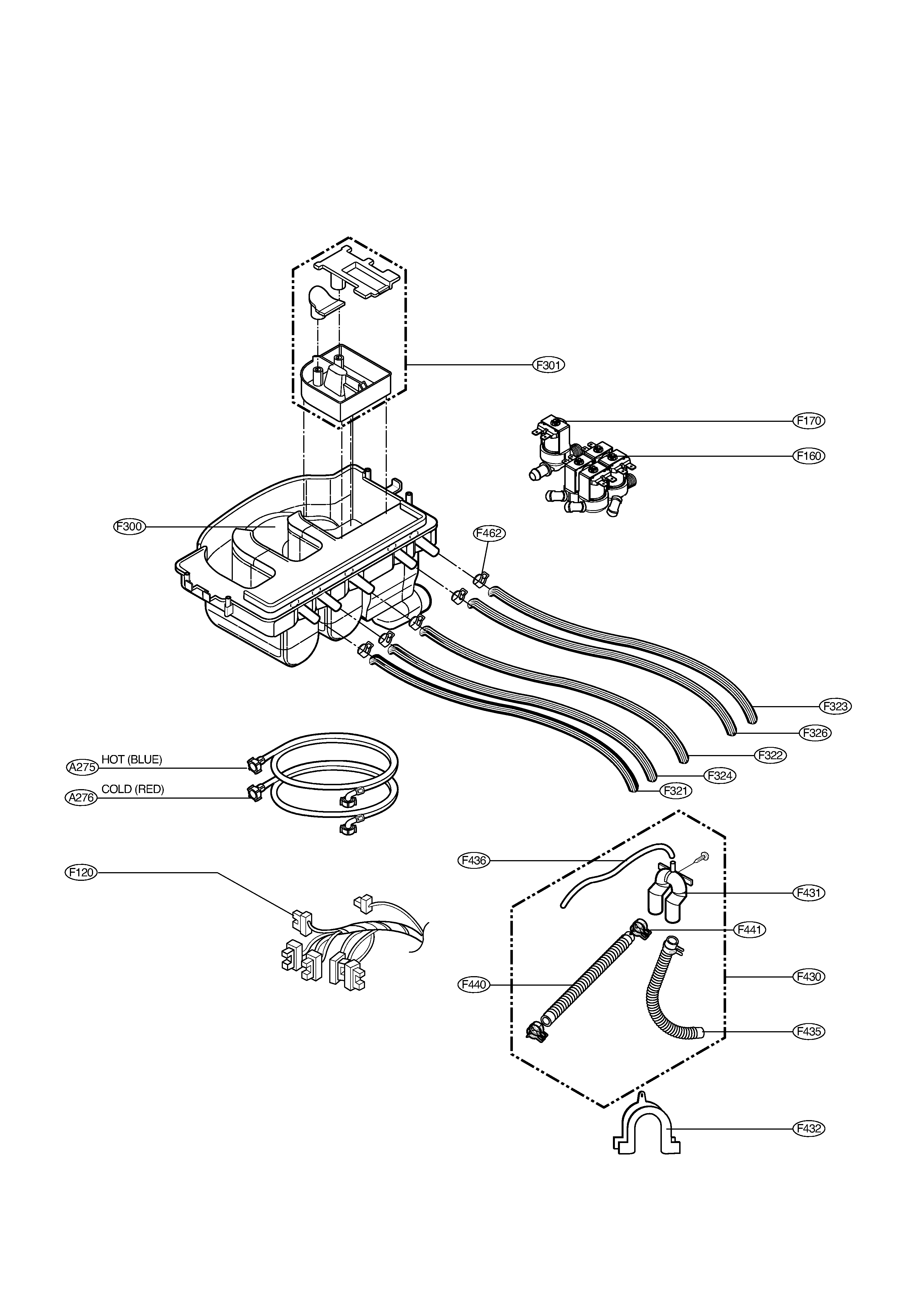LG WM2011HW dispenser assembly diagram