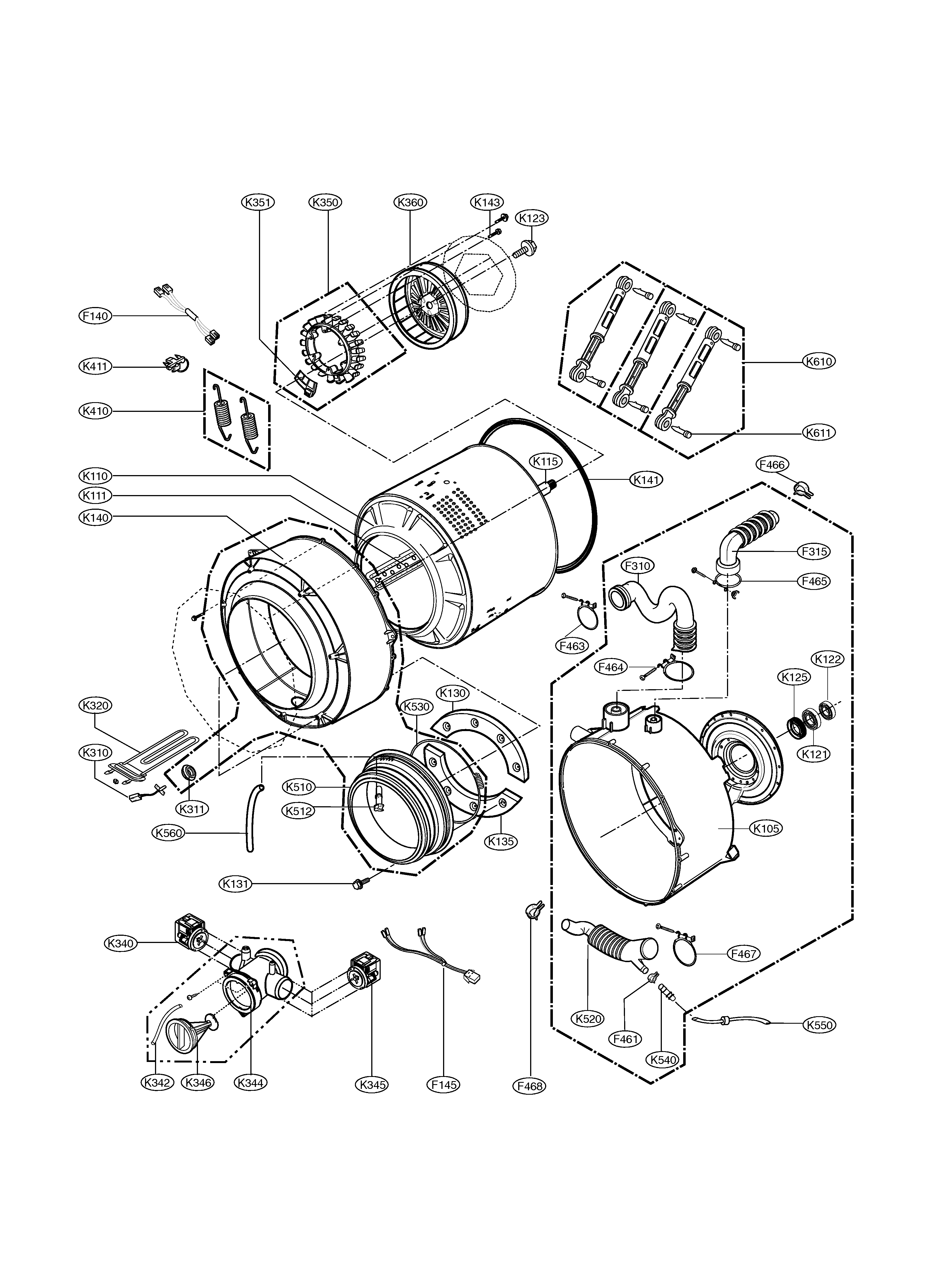 LG WM2677HBM drum & tub diagram