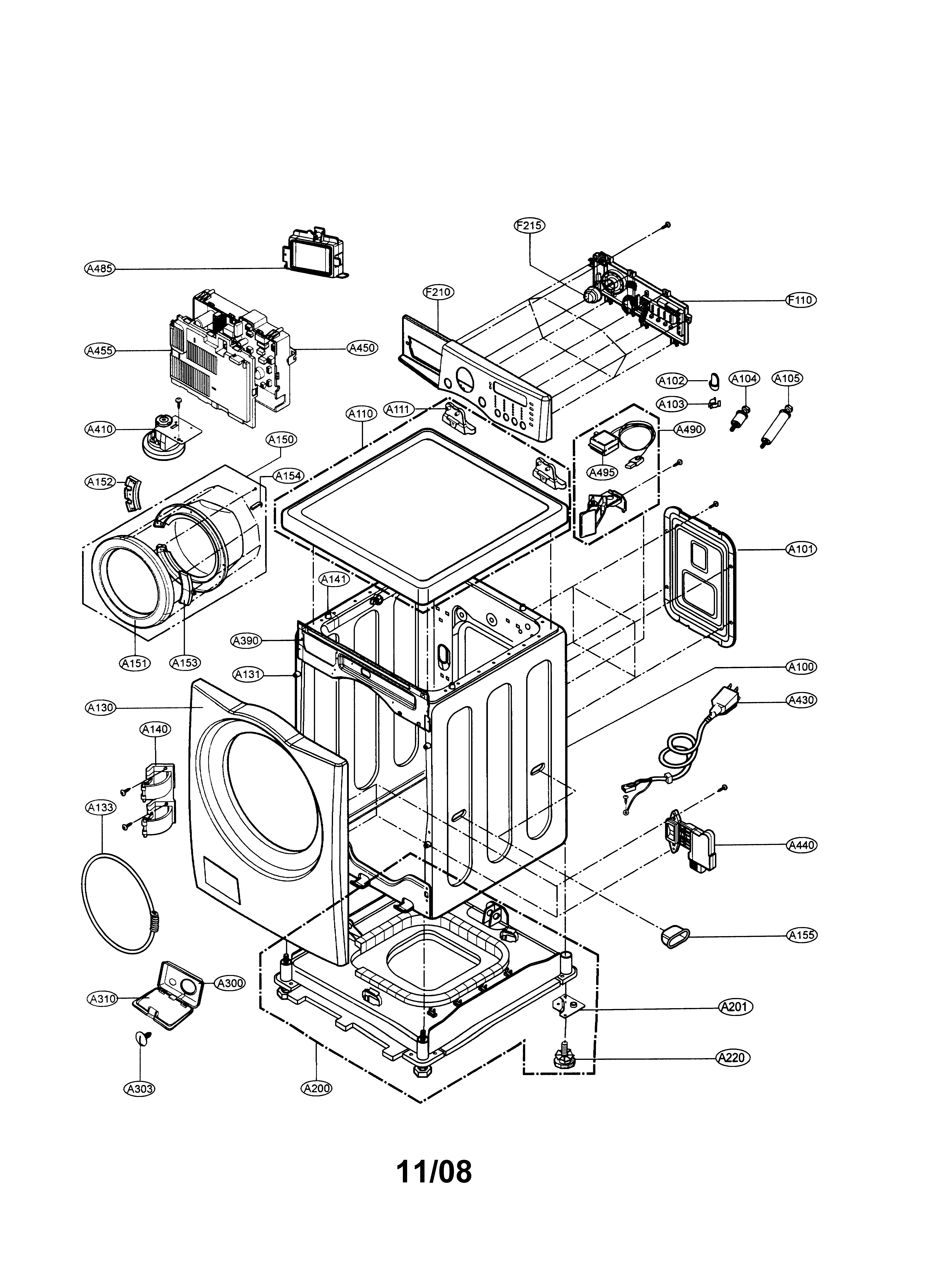 LG WM2677HSM cabinet & control panel diagram