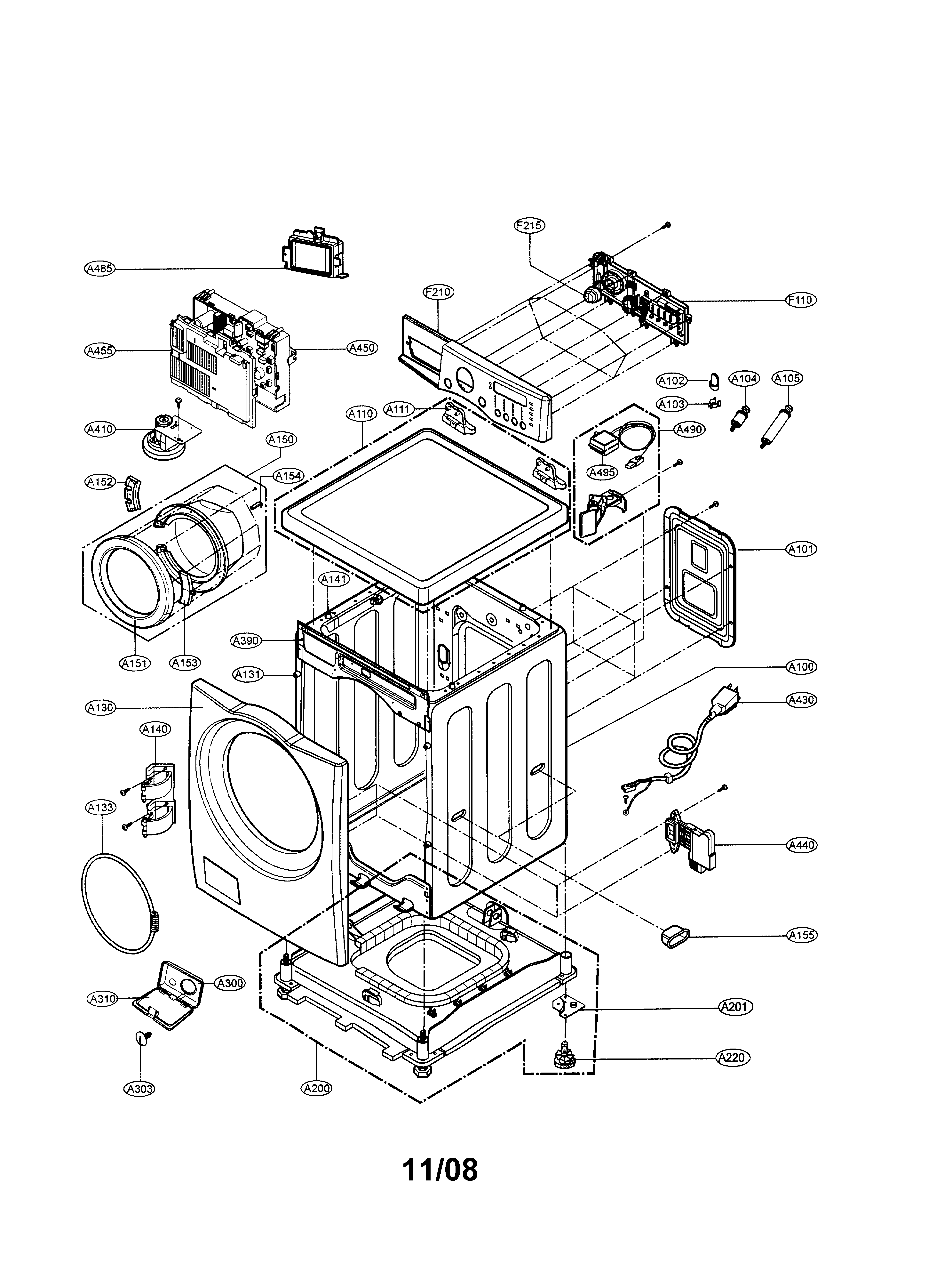 LG WM2677HWM cabinet & control panel diagram