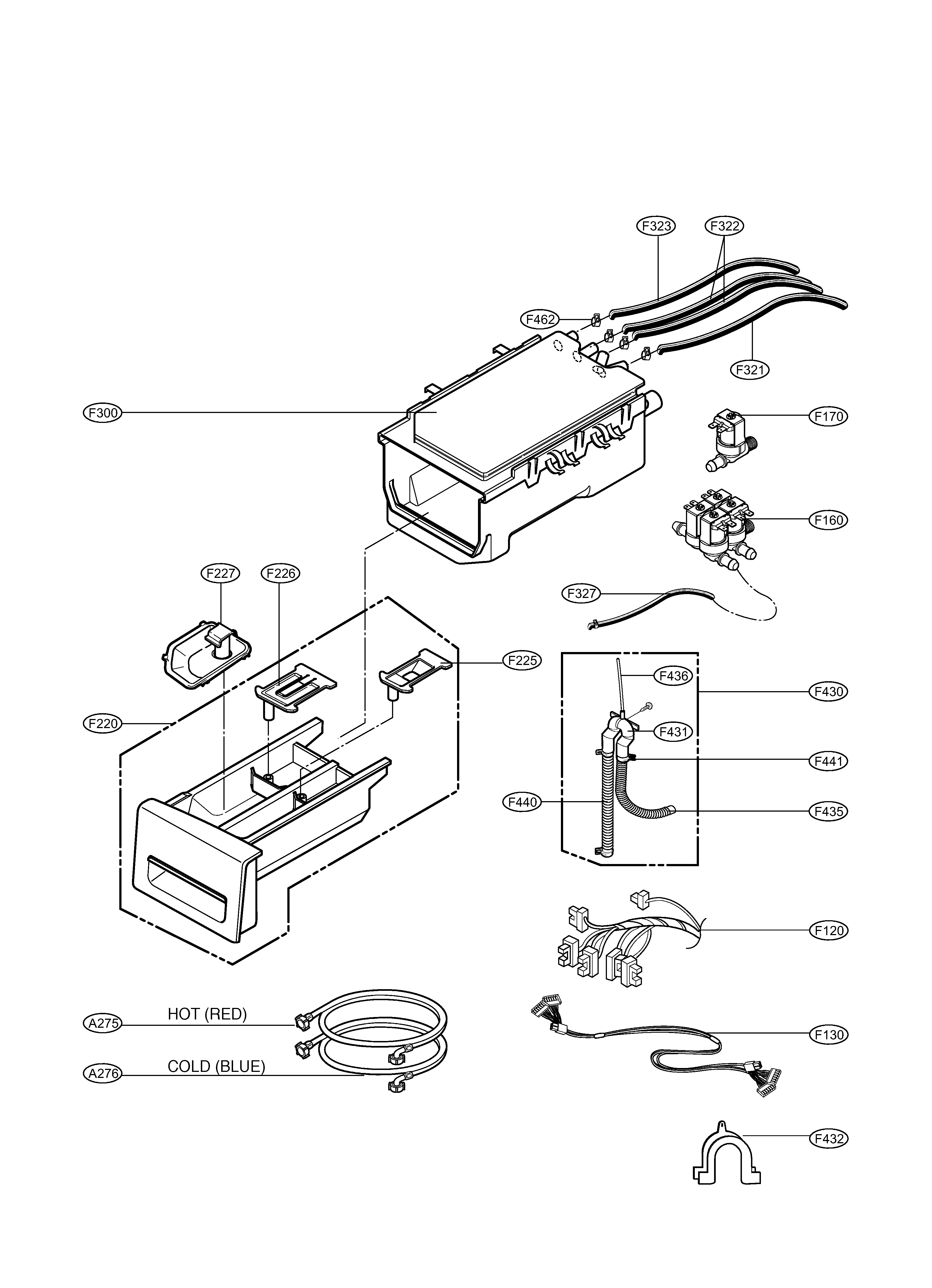LG WM3988HWA dispenser assembly diagram