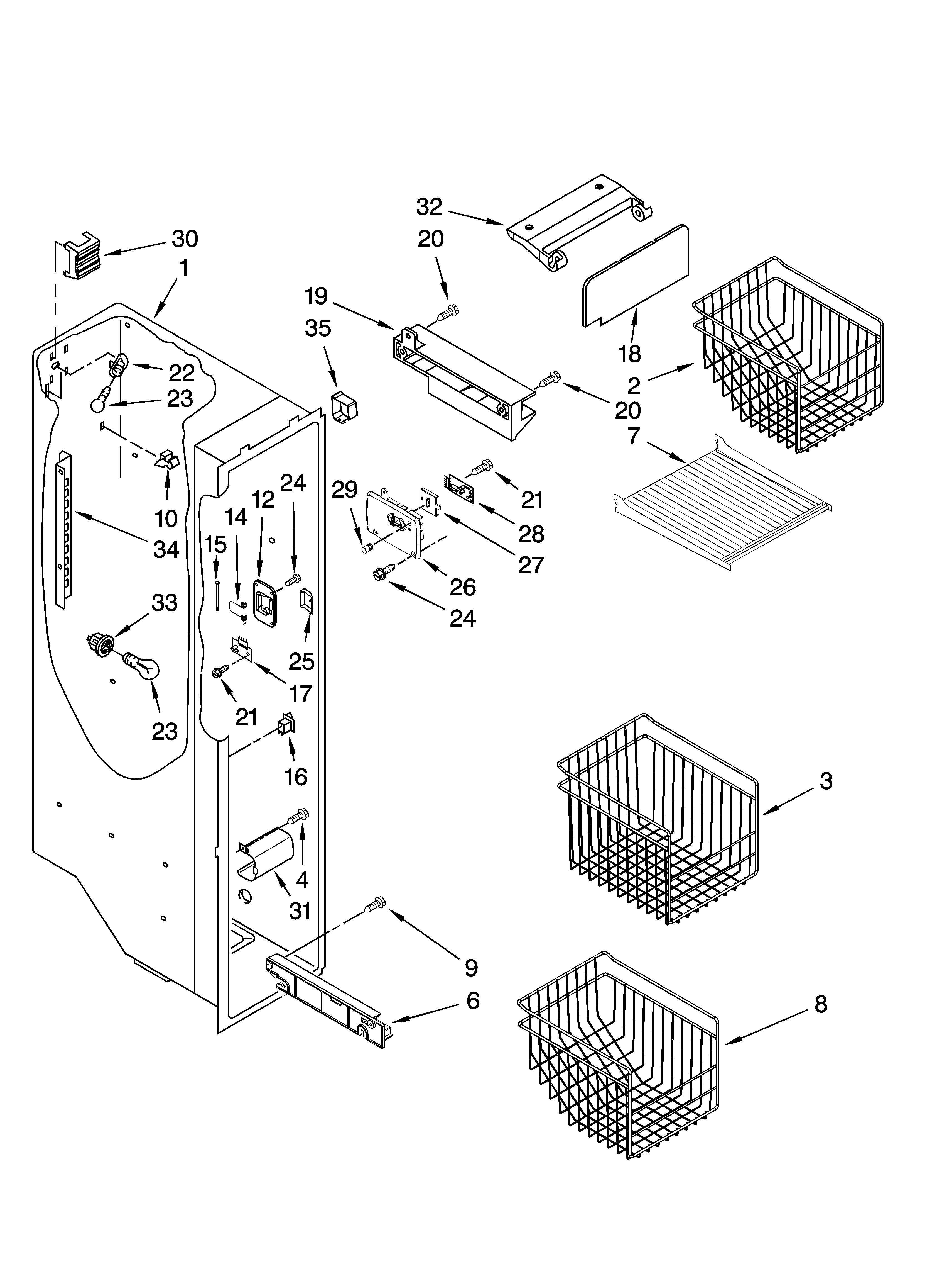 Kenmore Elite 10650459900 freezer liner parts diagram