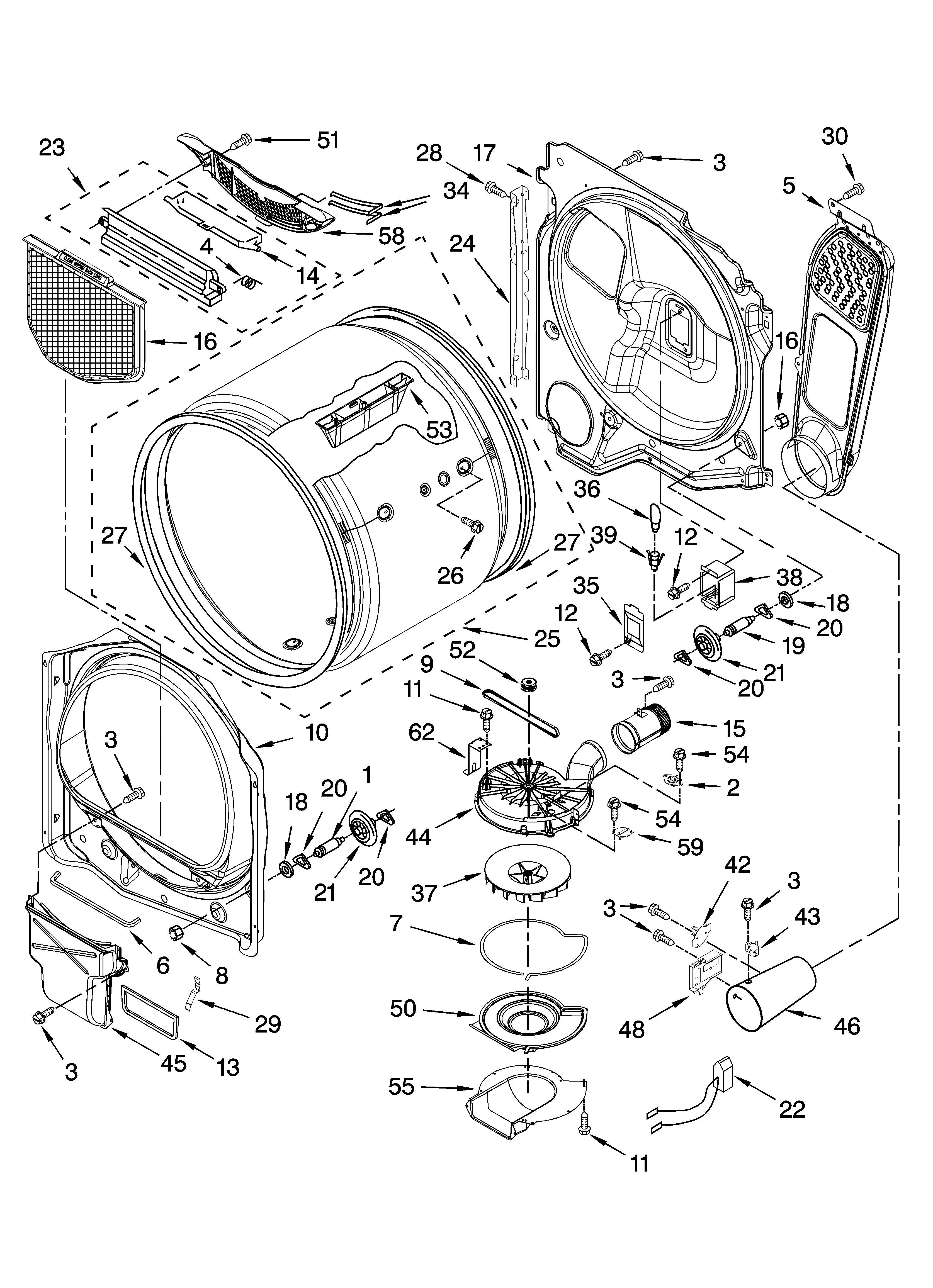 Kenmore Elite 11077032601 bulkhead parts diagram
